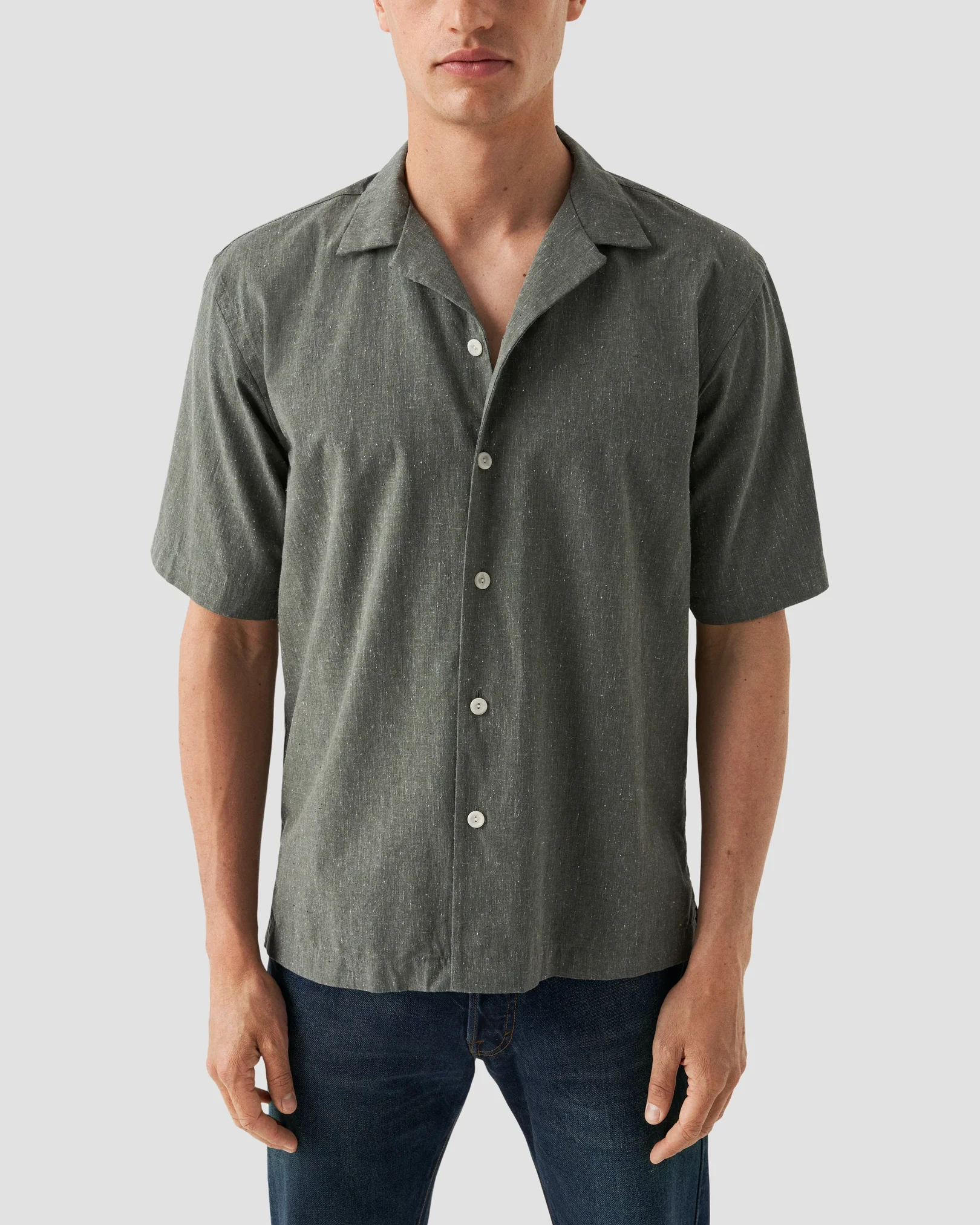 Eton - dark green recycled cotton resort shirt