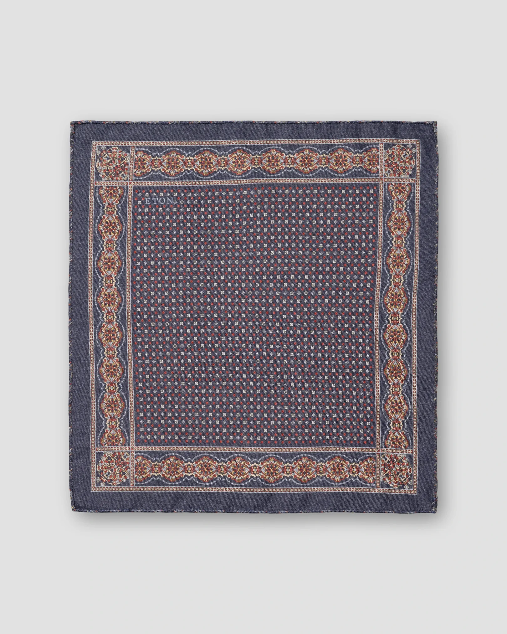 Eton - two face wool pocket square navy blue