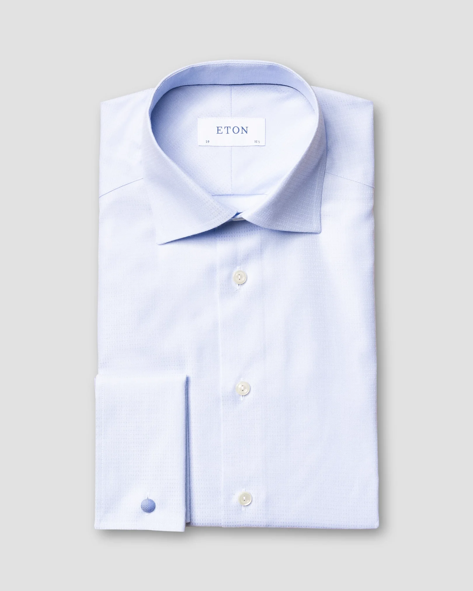 Eton - blue micro weave twill shirt french cuffs