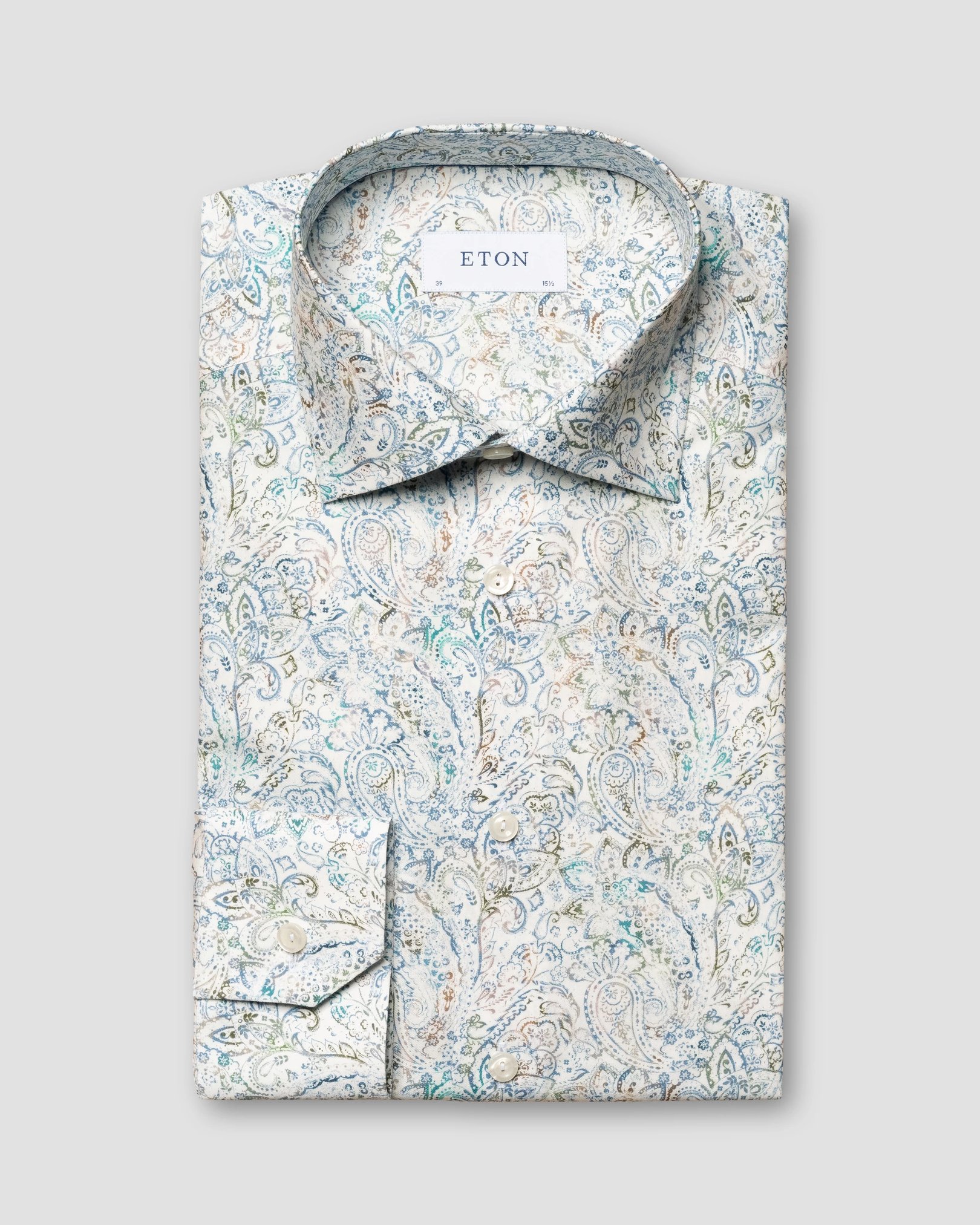 Eton - light green paisley lyocell shirt