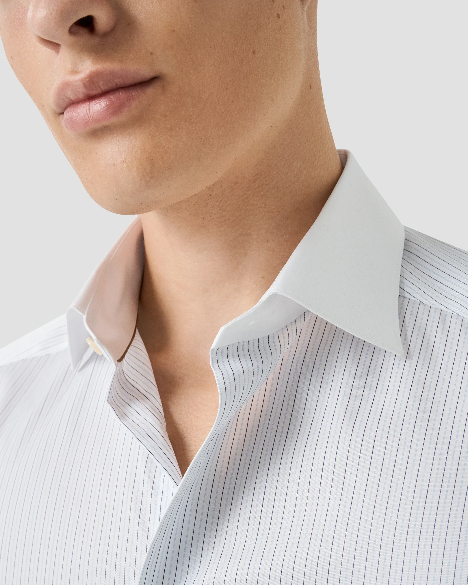 Eton - mid blue striped supima 120 twill shirt