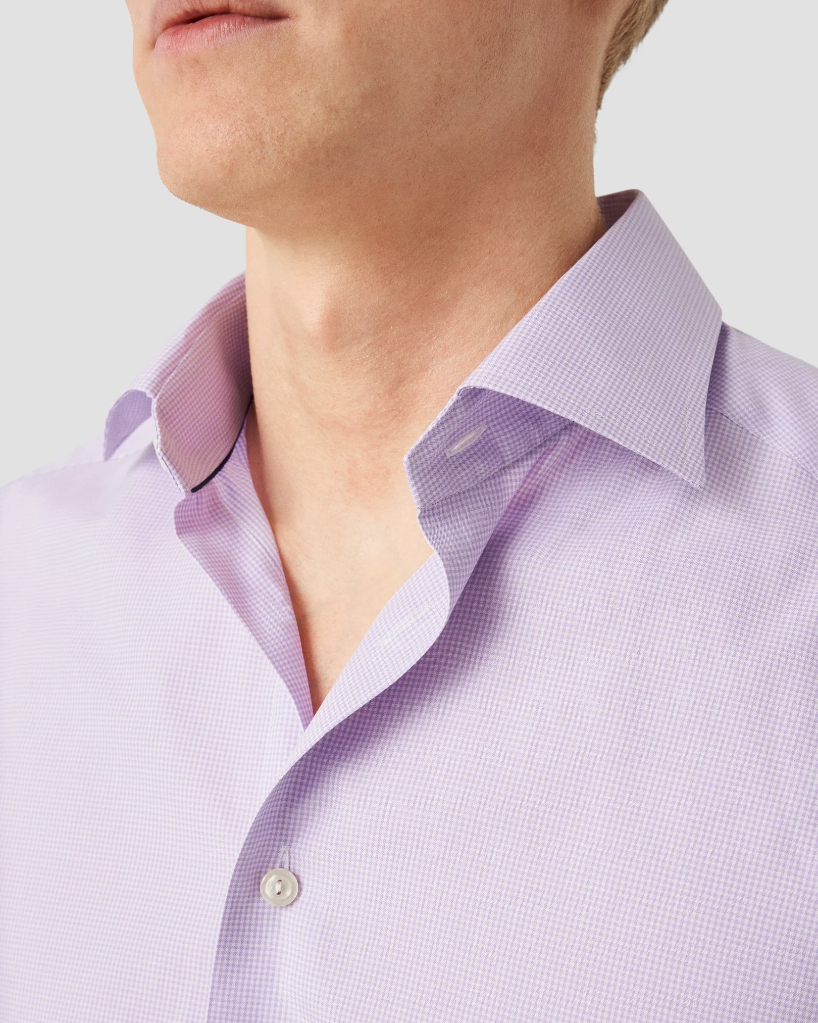 Eton - light purple fine check signature twill shirt