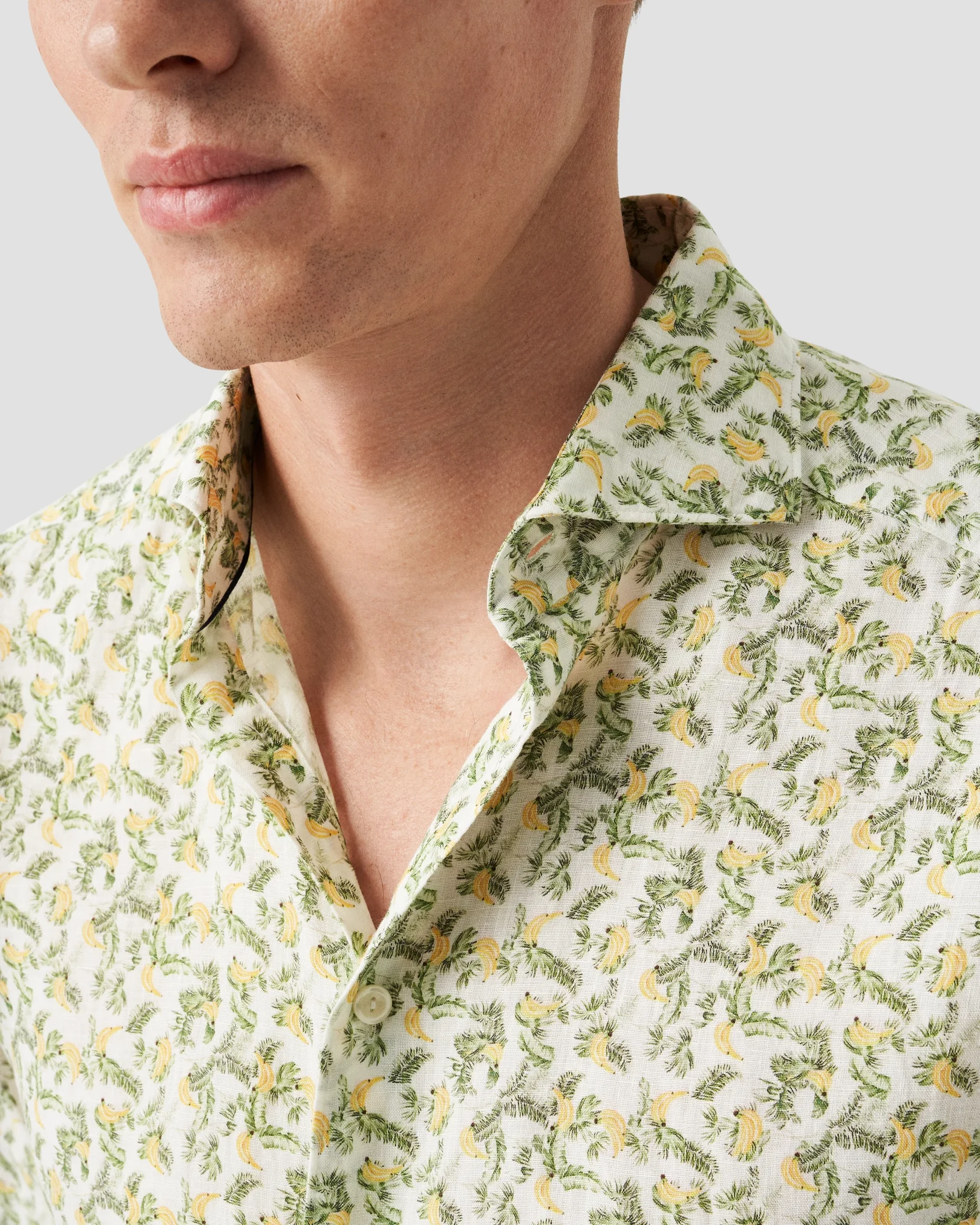 Eton - Green Banana Print Linen Shirt