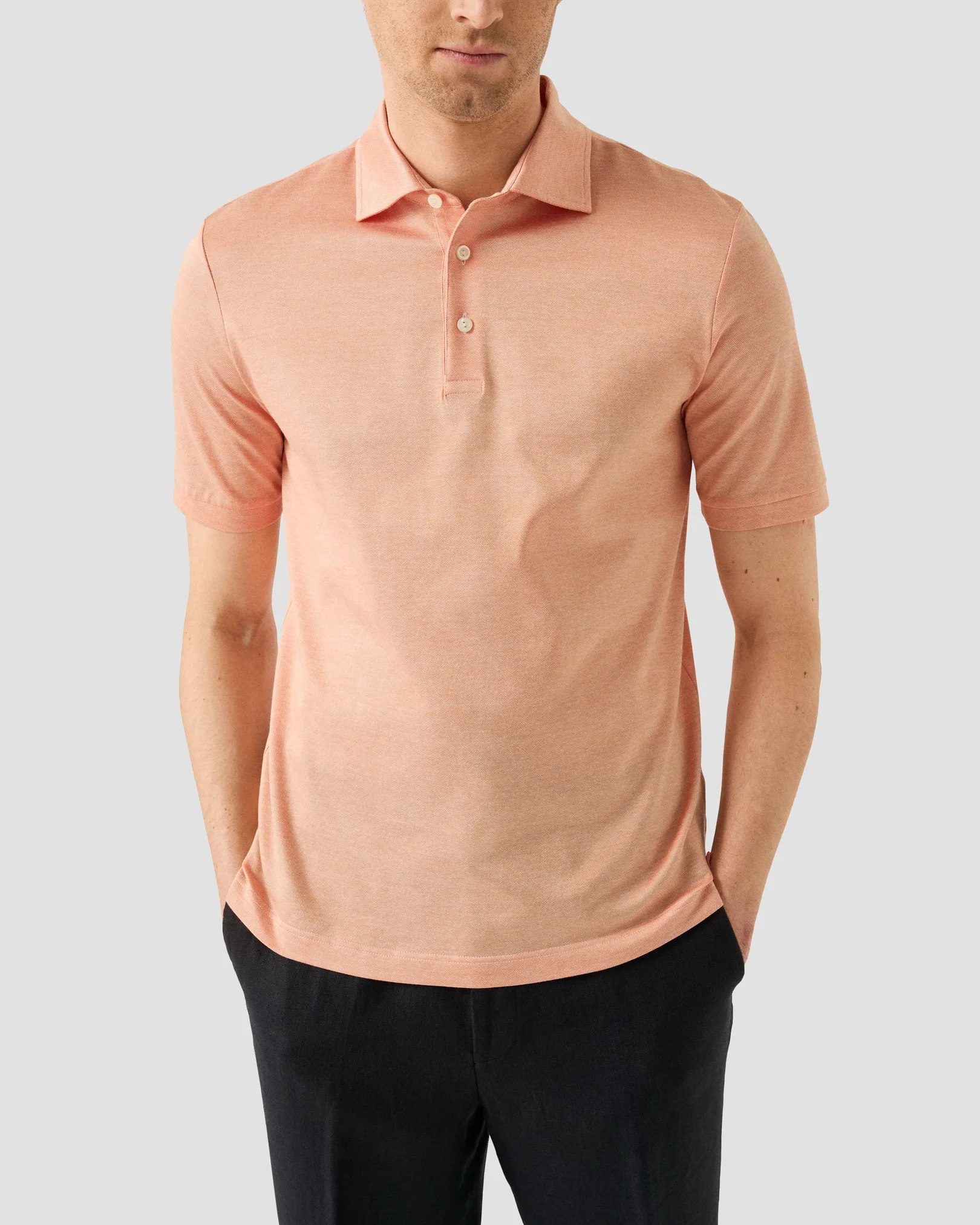 Eton - jacquard filo di scozia polo shirt orange jacquard filo di scozia polo shirt