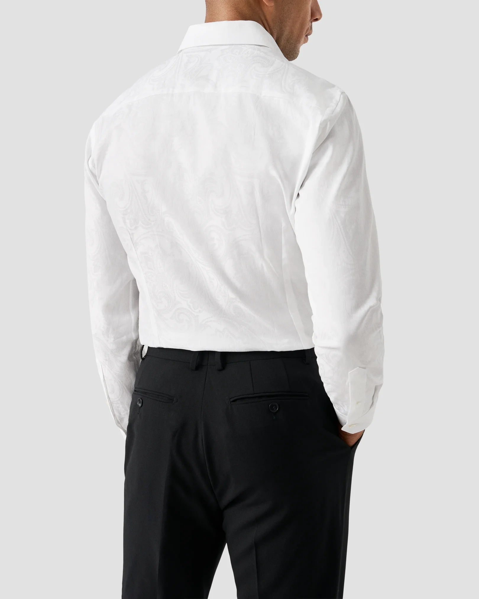 Eton - white jacquard moderate cut away