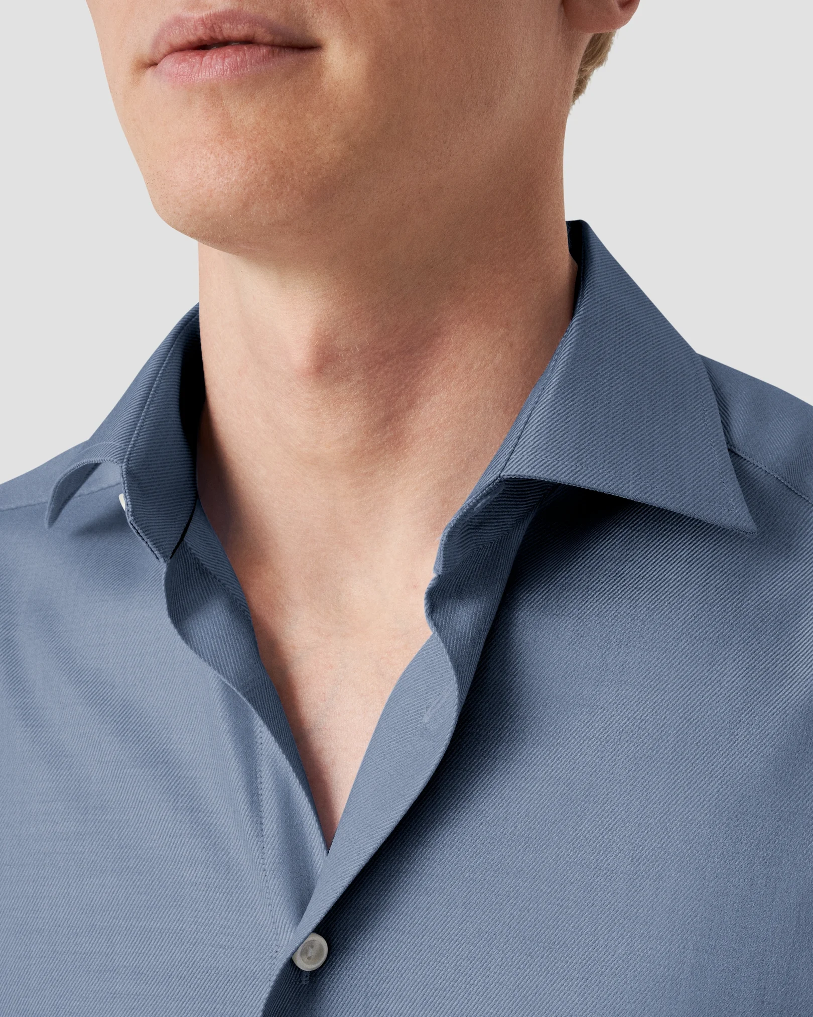 Eton - dark blue melange solid cotton tencel tm lyocell shirt