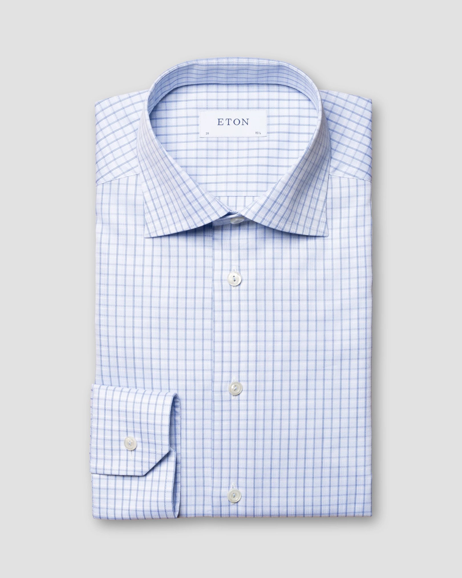Eton - light blue signature twill checked print
