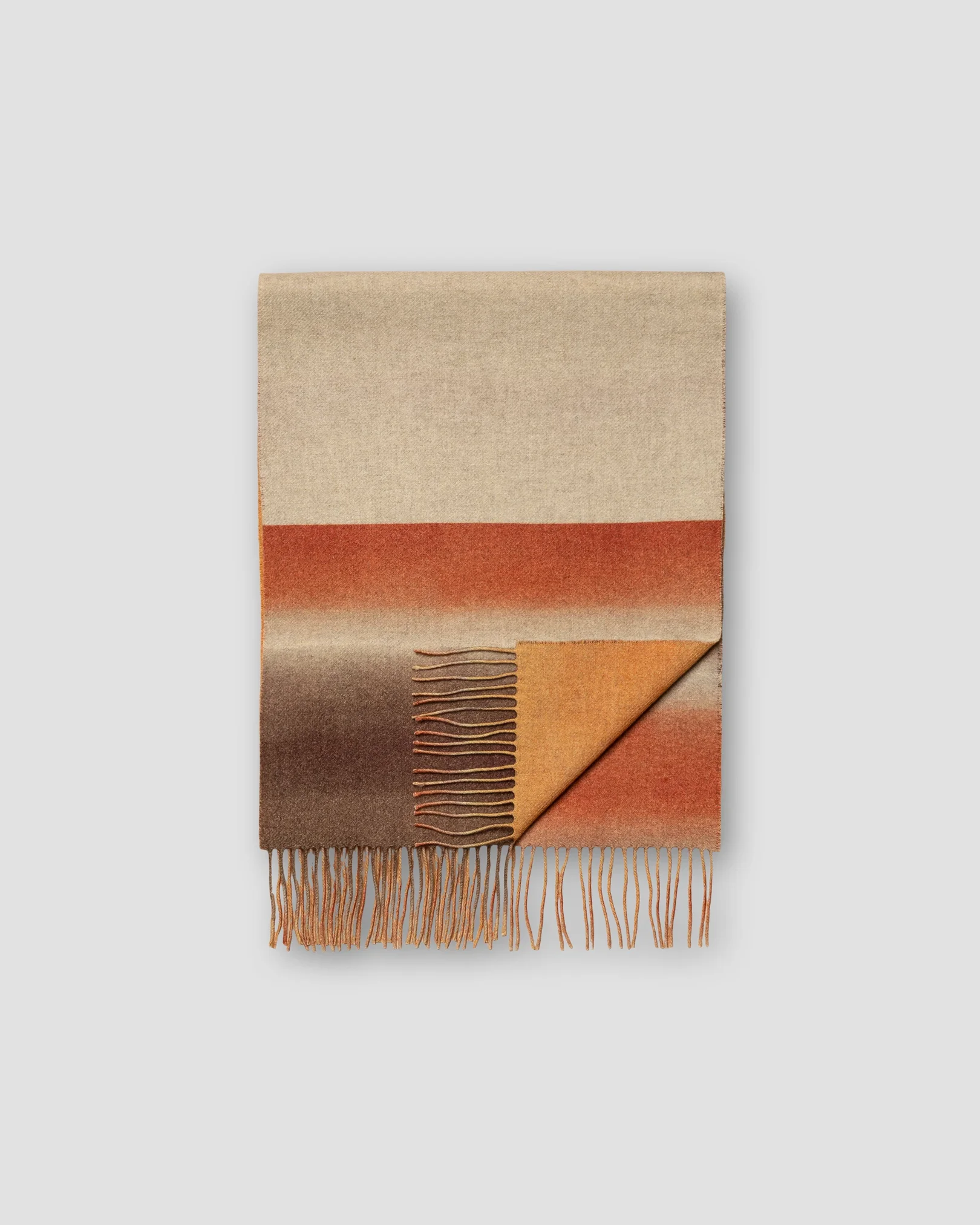 Eton - Orange Block Striped Wool Cashmere Scarf