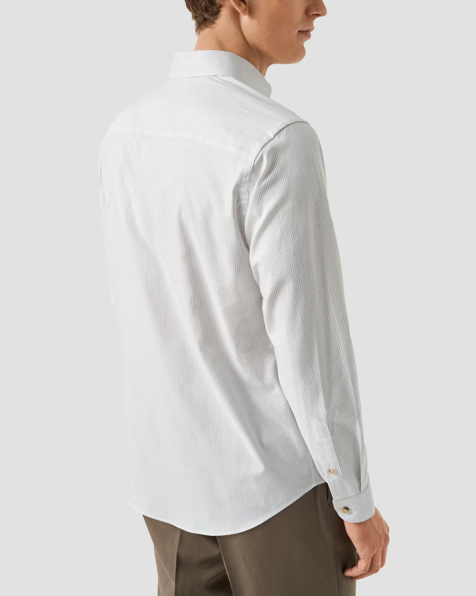 Eton - mid green striped oxford shirt 258