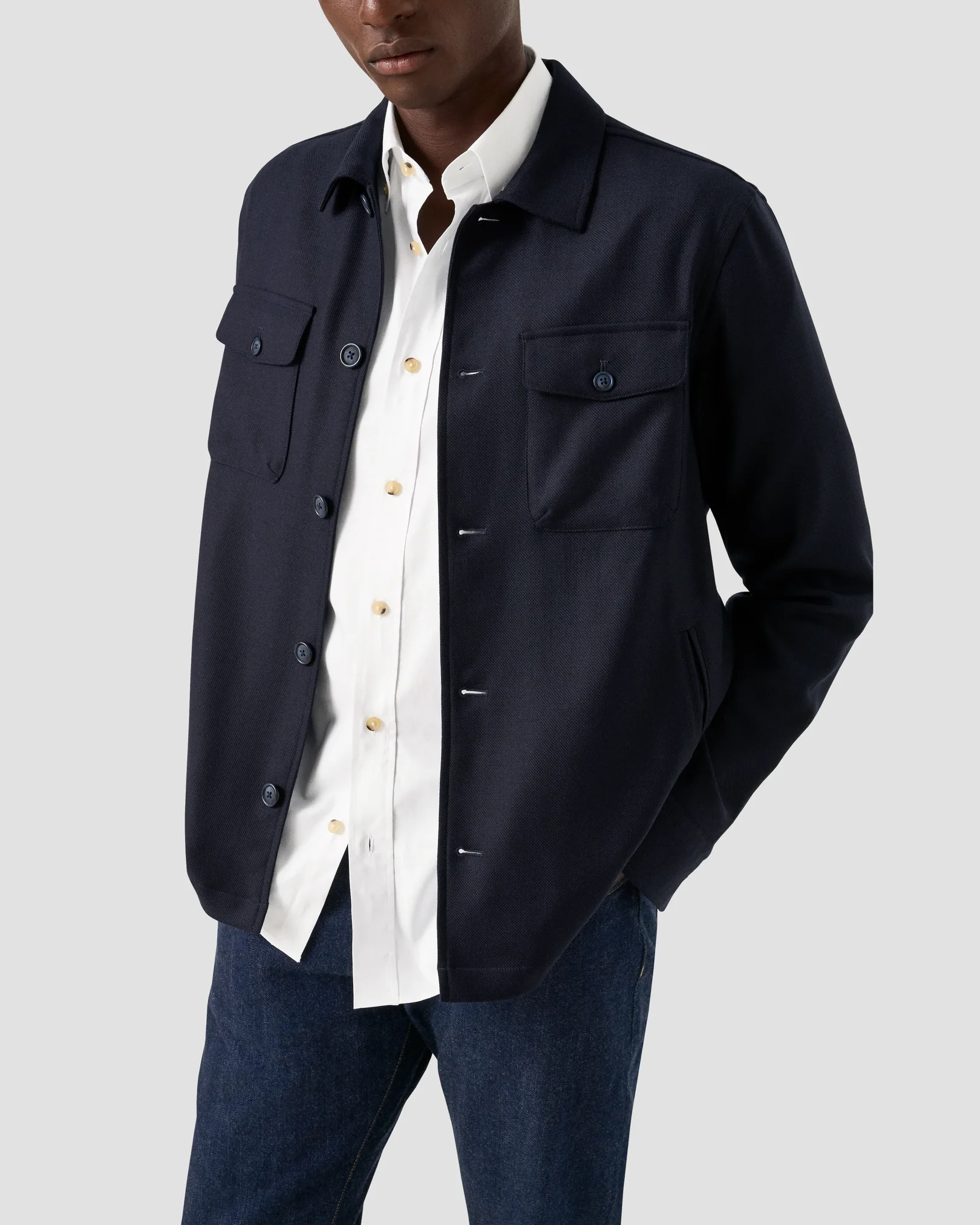 Eton - white solid oxford shirt button down rounded single casual fit