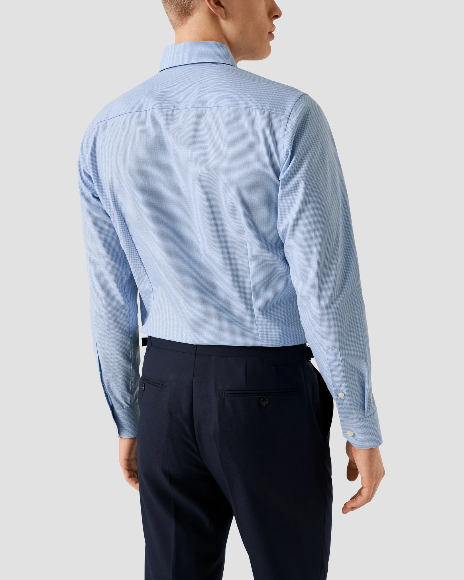 Eton - light blue fine check signature twill shirt