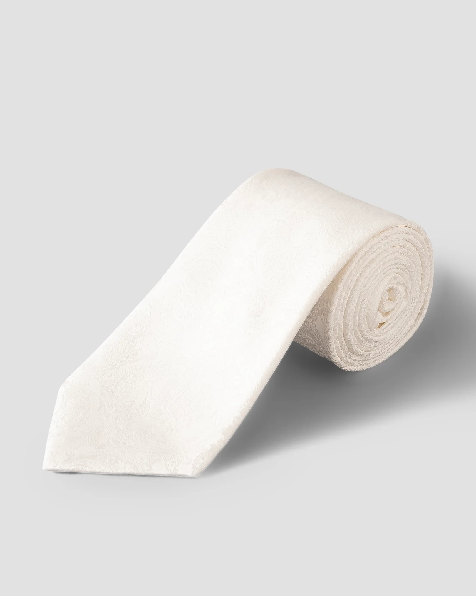 White Paisley Print Silk Wedding Tie