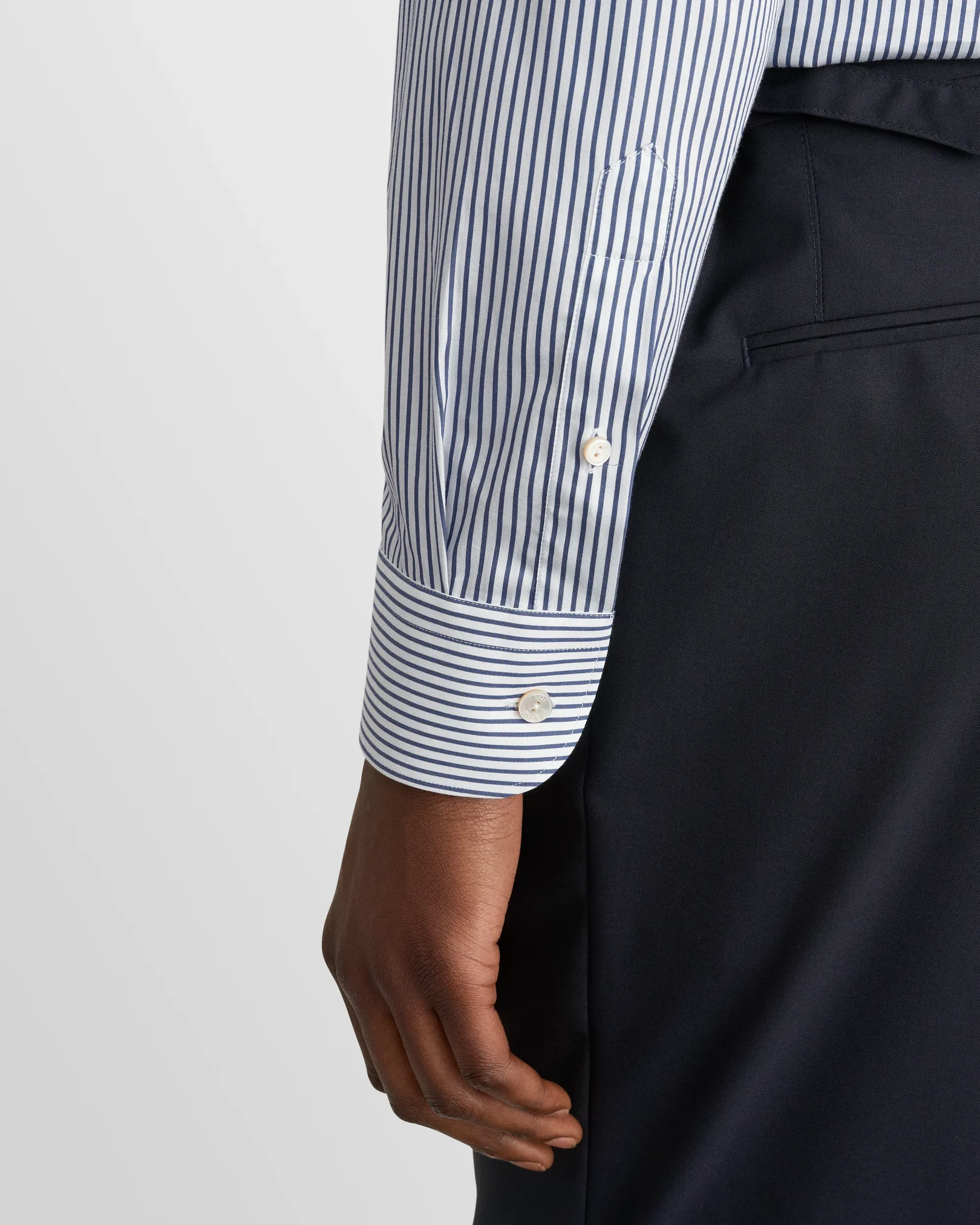 Eton - dark blue solid cotton silk shirt