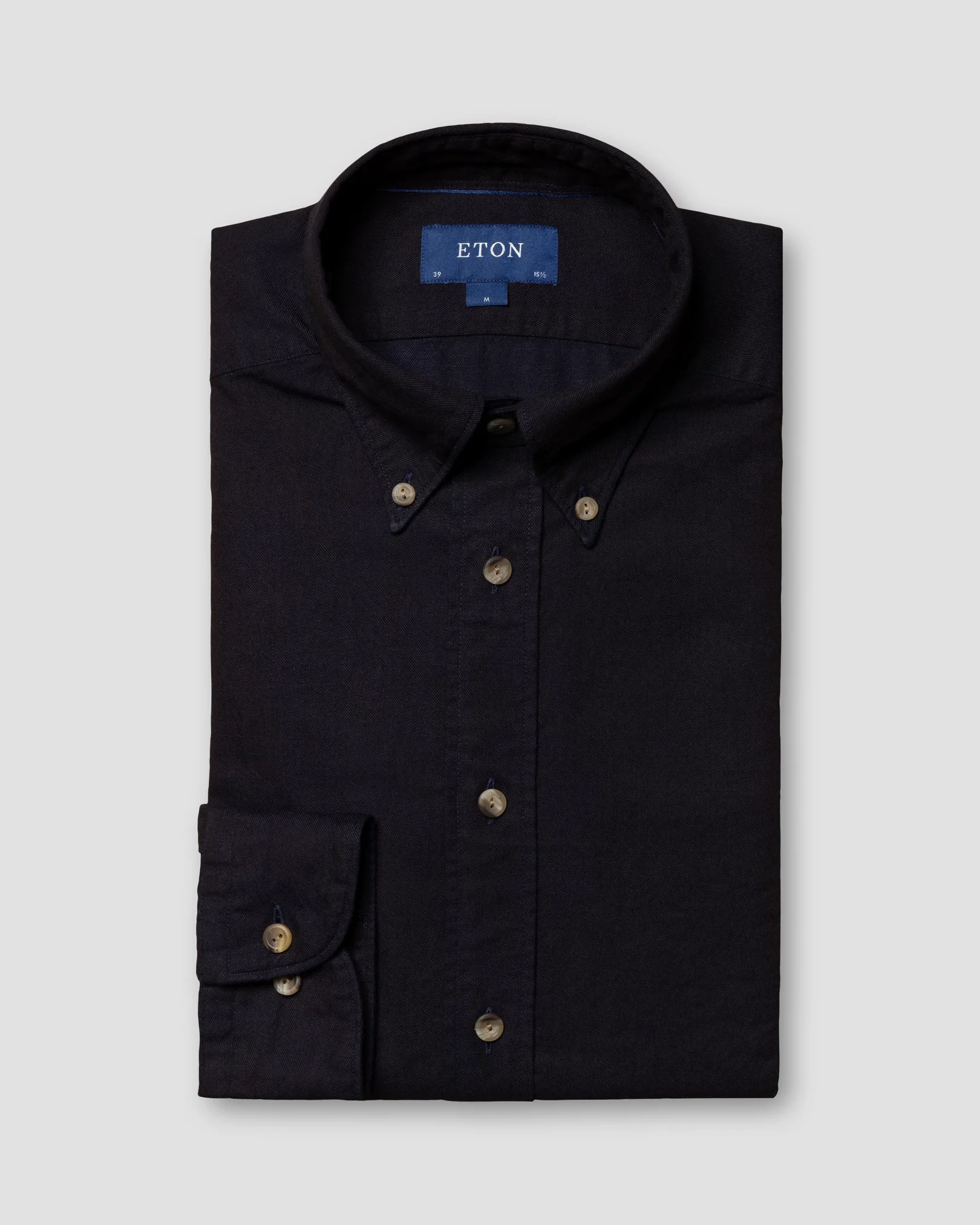 Eton - dark blue denim shirt with horn buttons button down