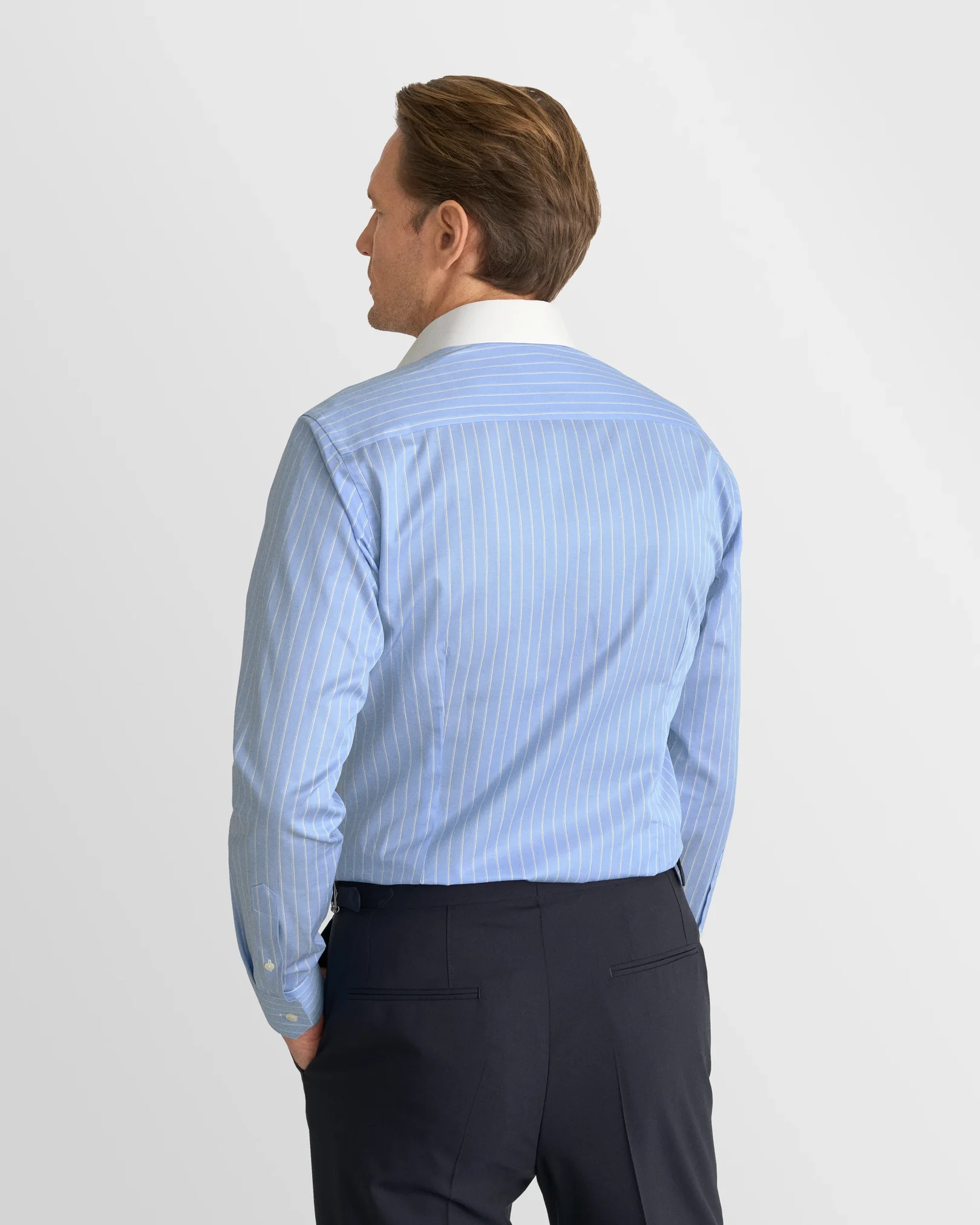 Eton - blue striped signature twill shirt cut away 266
