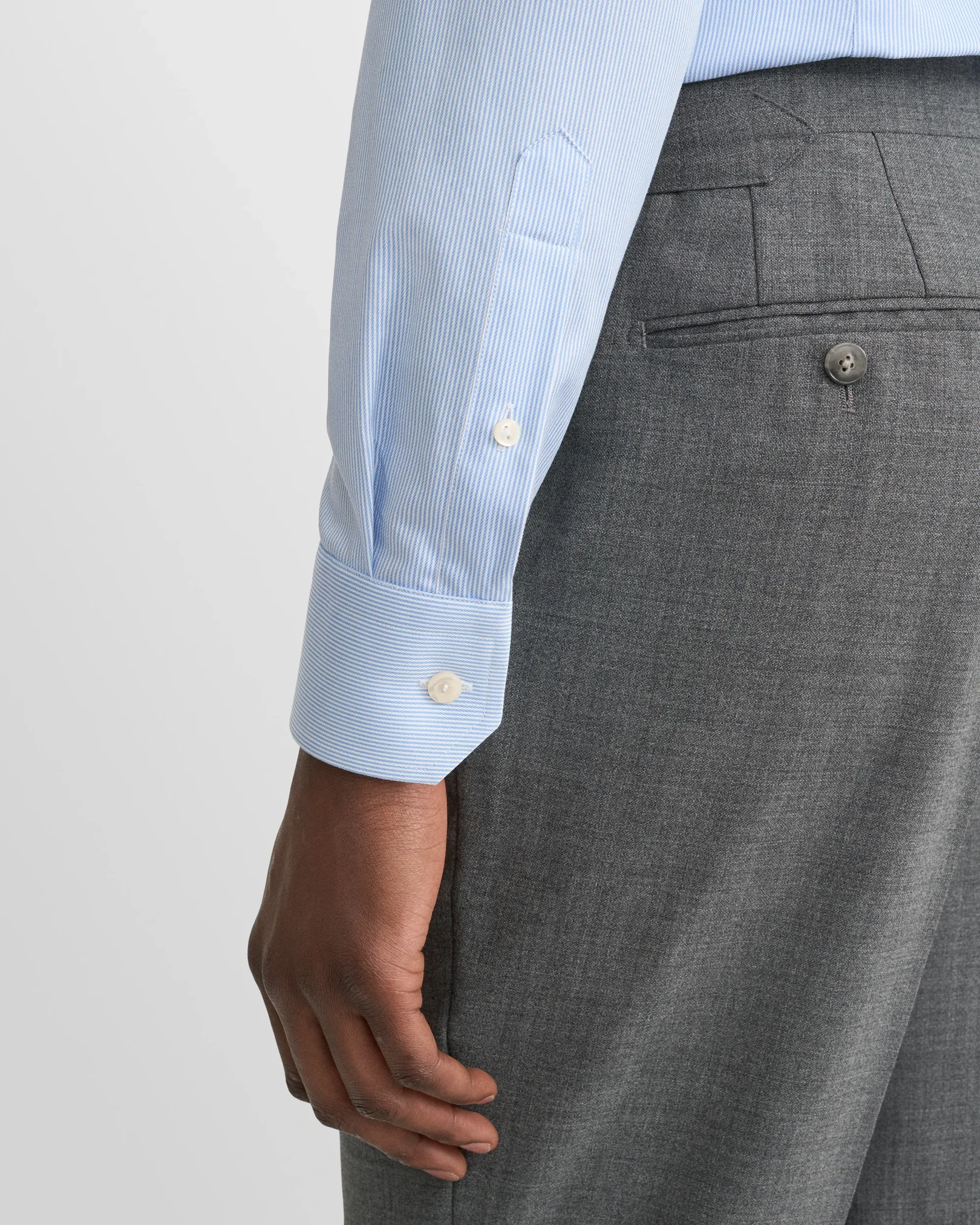Eton - light blue striped fine twill