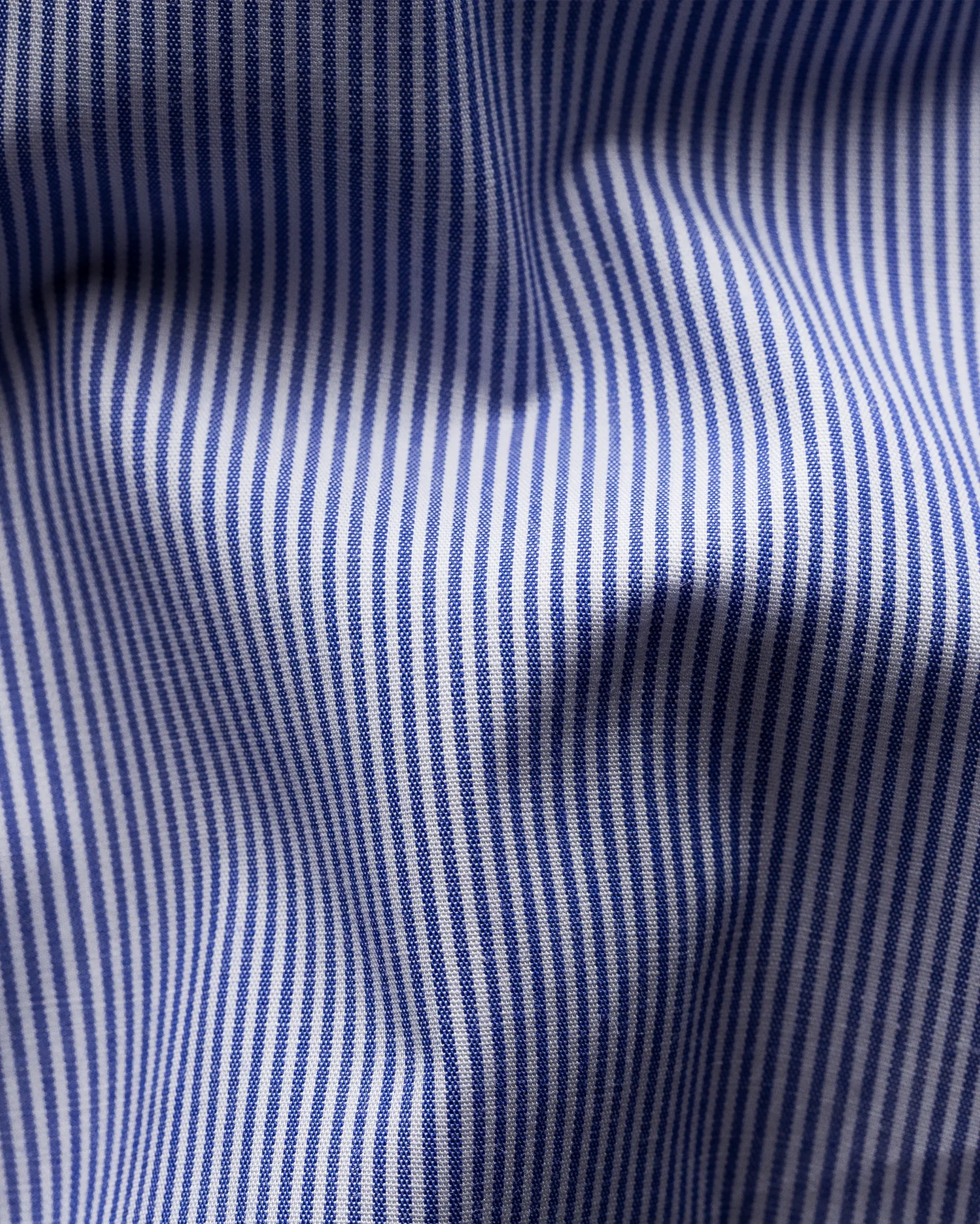 Eton - navy striped poplin shirt navy buttons
