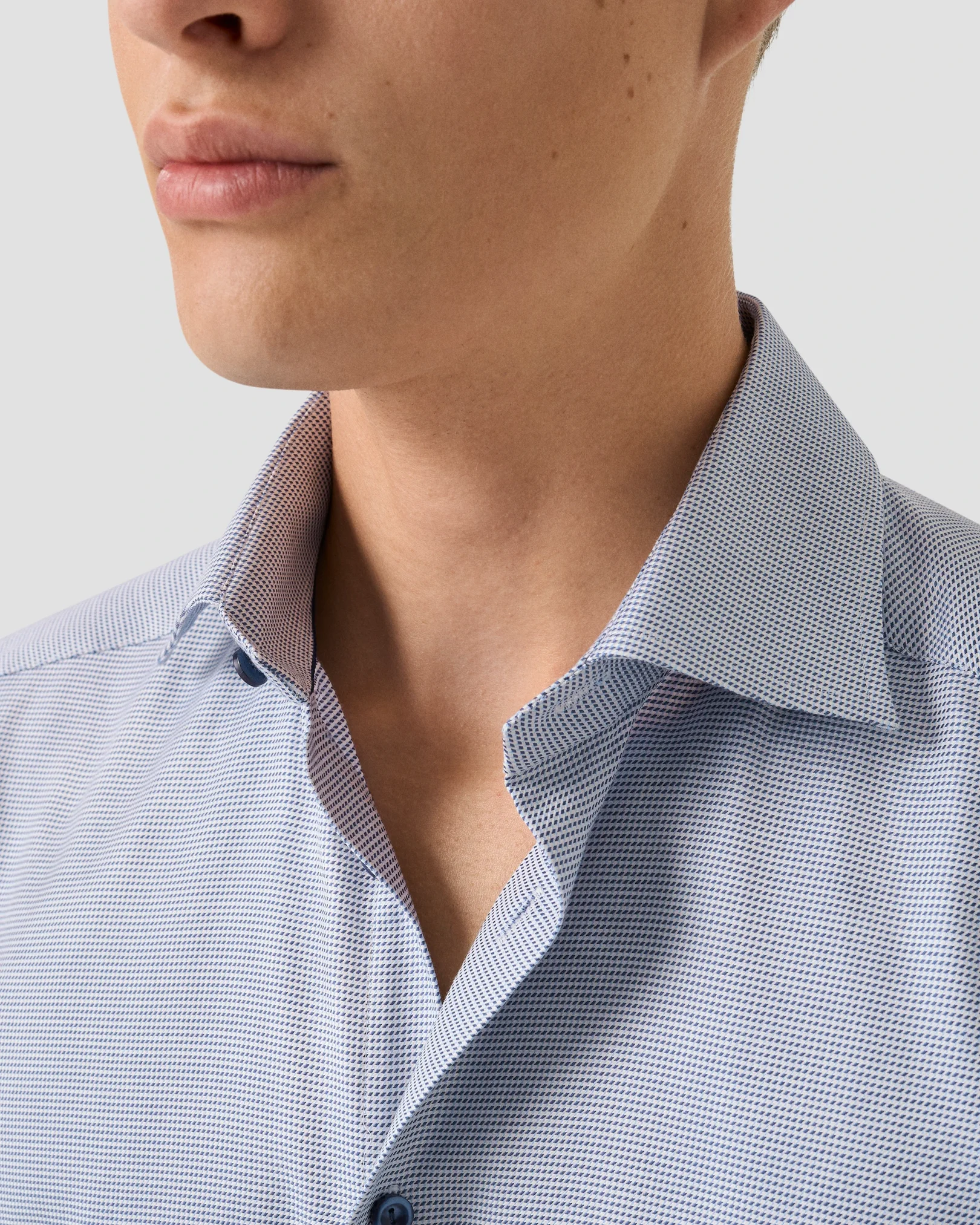 Eton - navy blue semi solid twill shirt