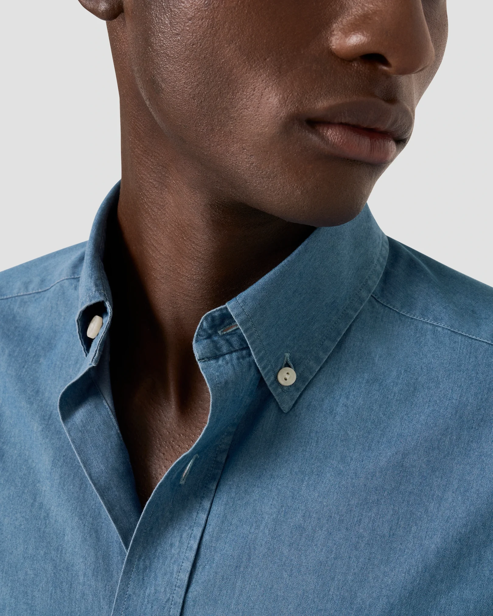 Eton - mid blue lightweight denim shirt