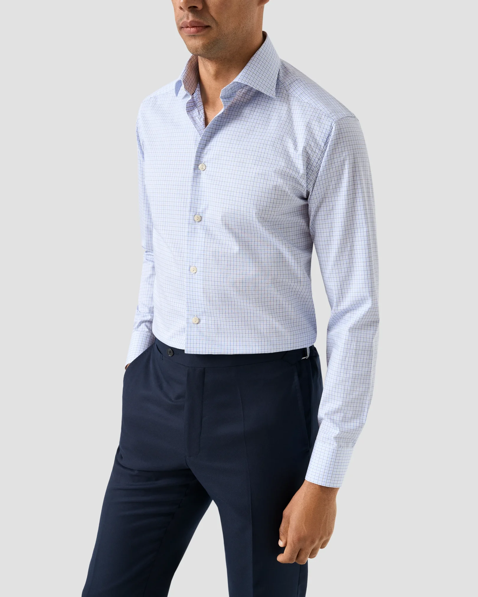 Eton - micro check twill shirt