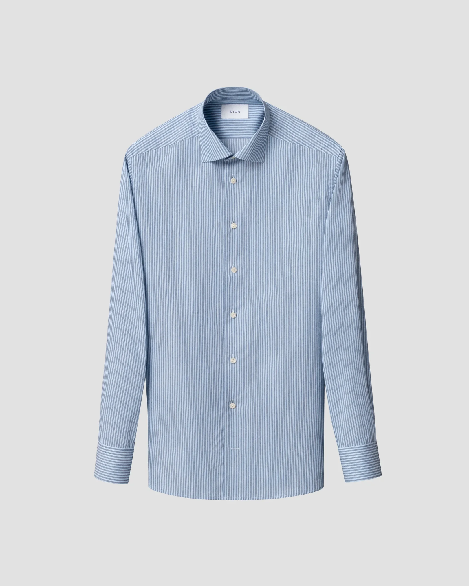 Eton - light blue stripe fine twill shirt cutaway