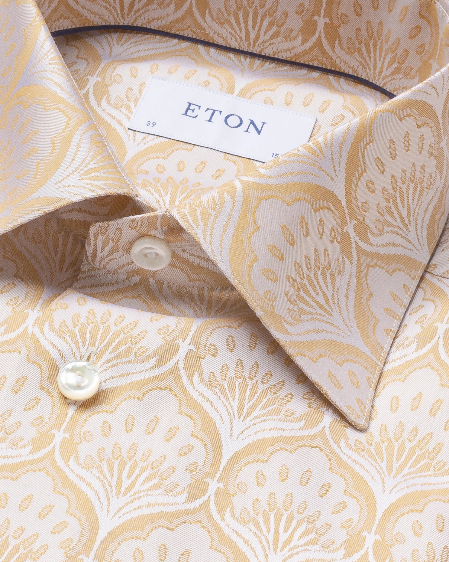 Eton - white and gold art deco jacquard shirt