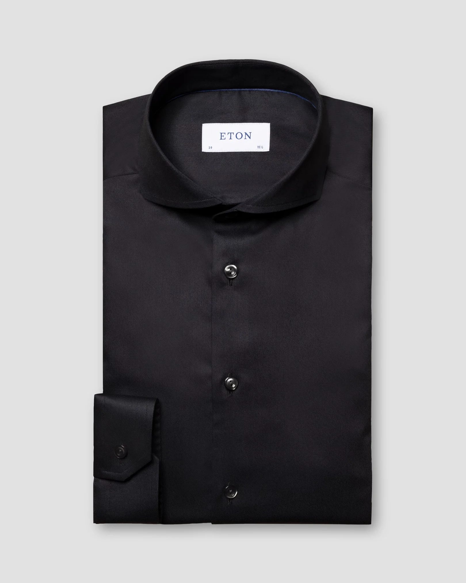 Eton - black twill stretch shirt extreme cut away