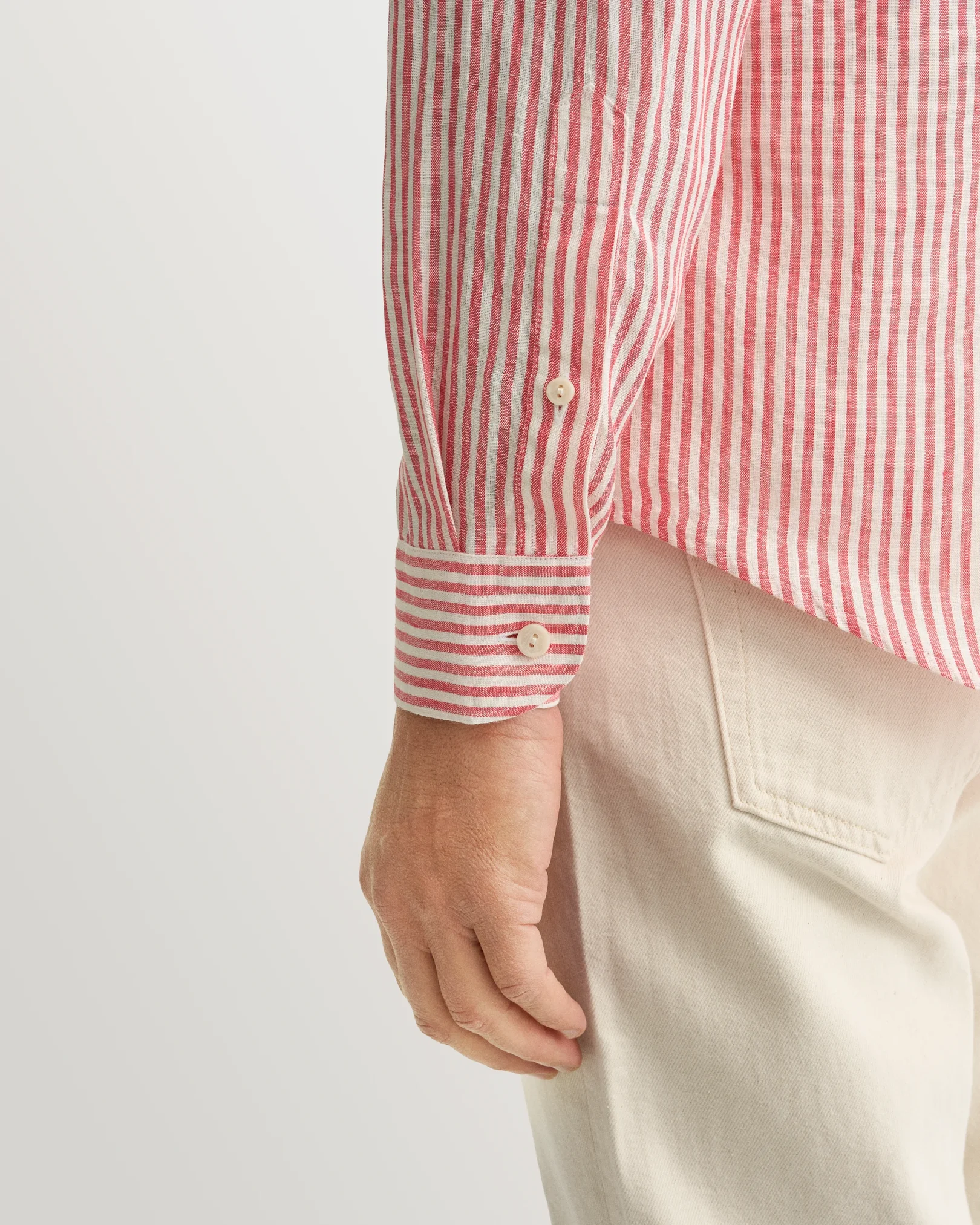 Eton - red striped linen shirt wide spread