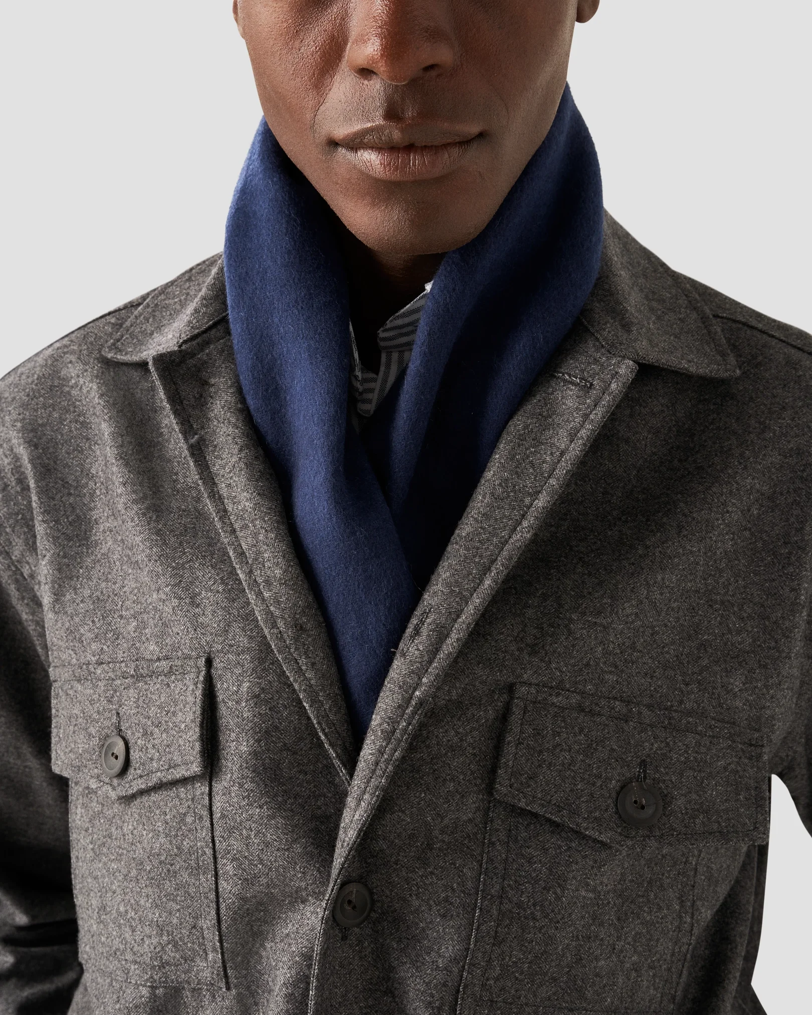 Eton - Dark Gray Herringbone Wool-Cashmere Flannel Overshirt