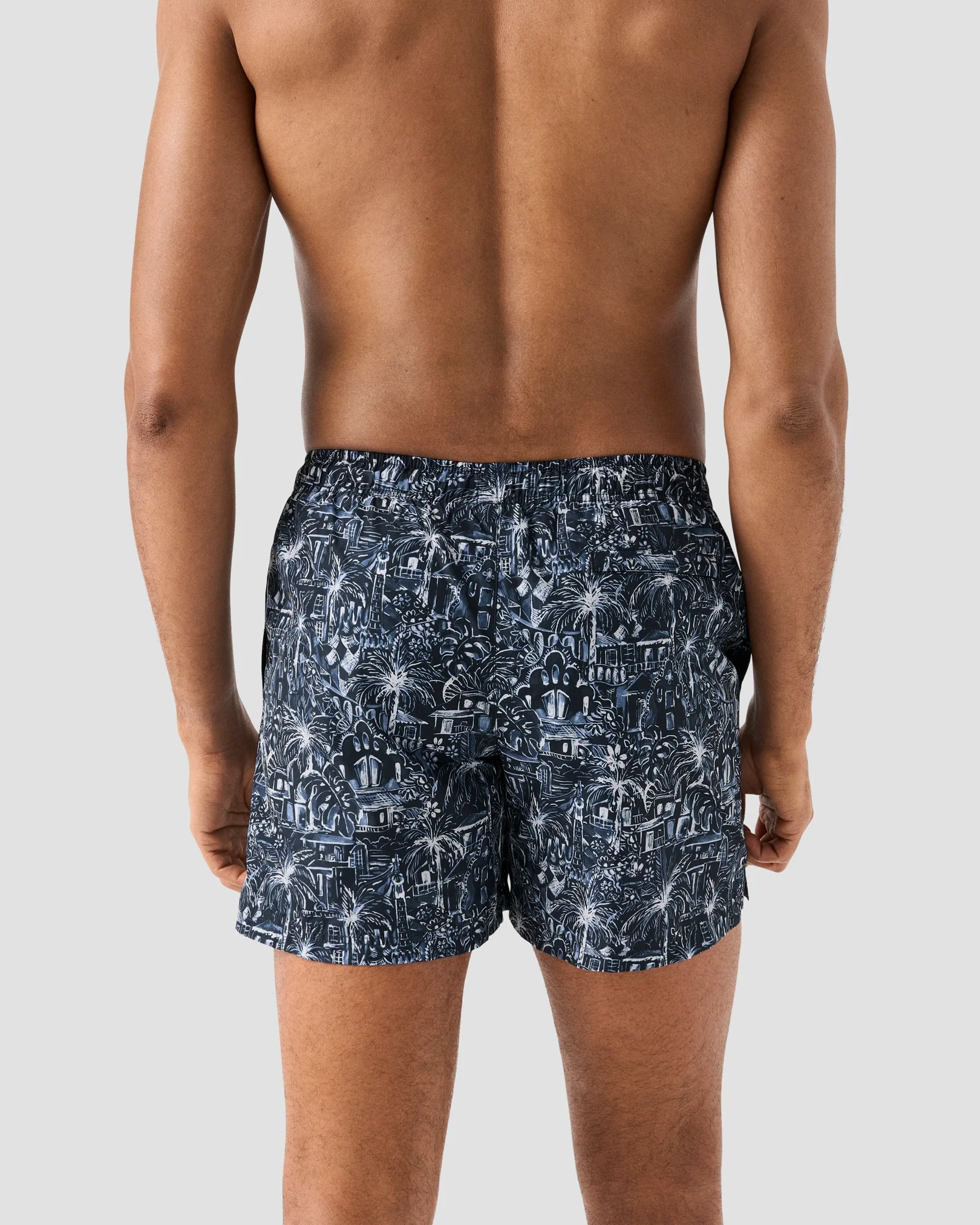 Eton - dark blue palm tree swim shorts