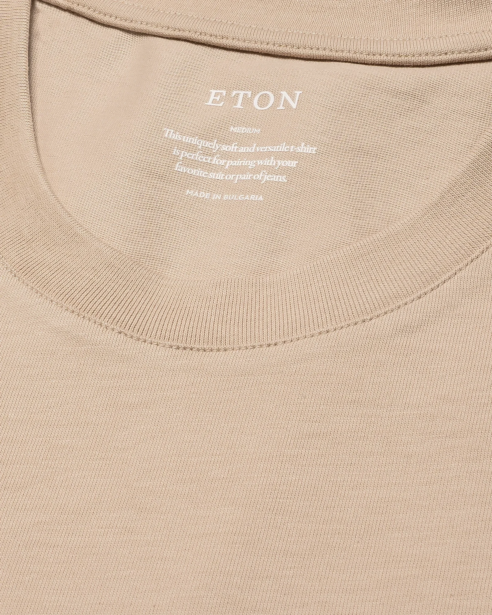 Eton - T-shirt marron clair en coton Supima