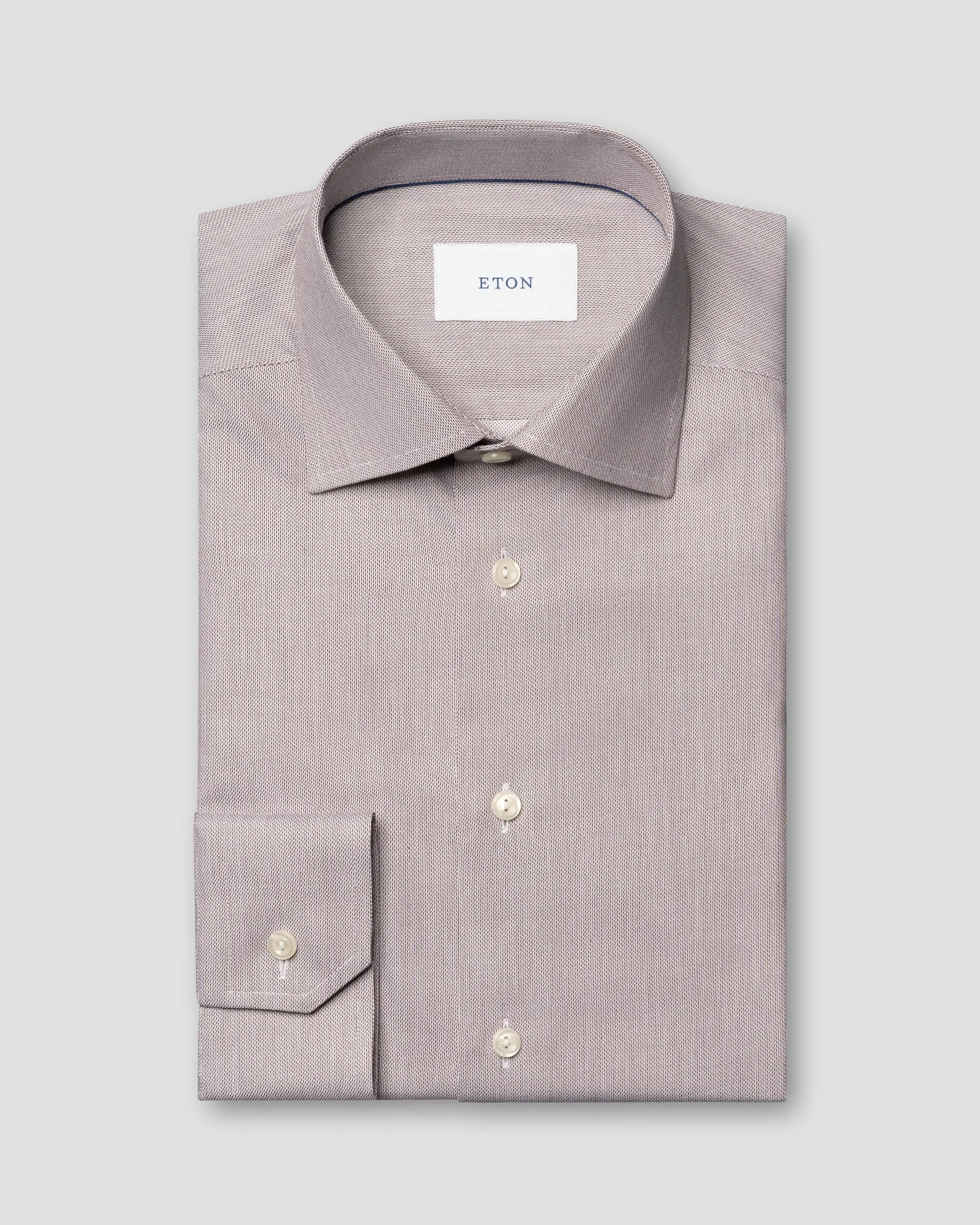 Eton - dark red semi solid twill shirt