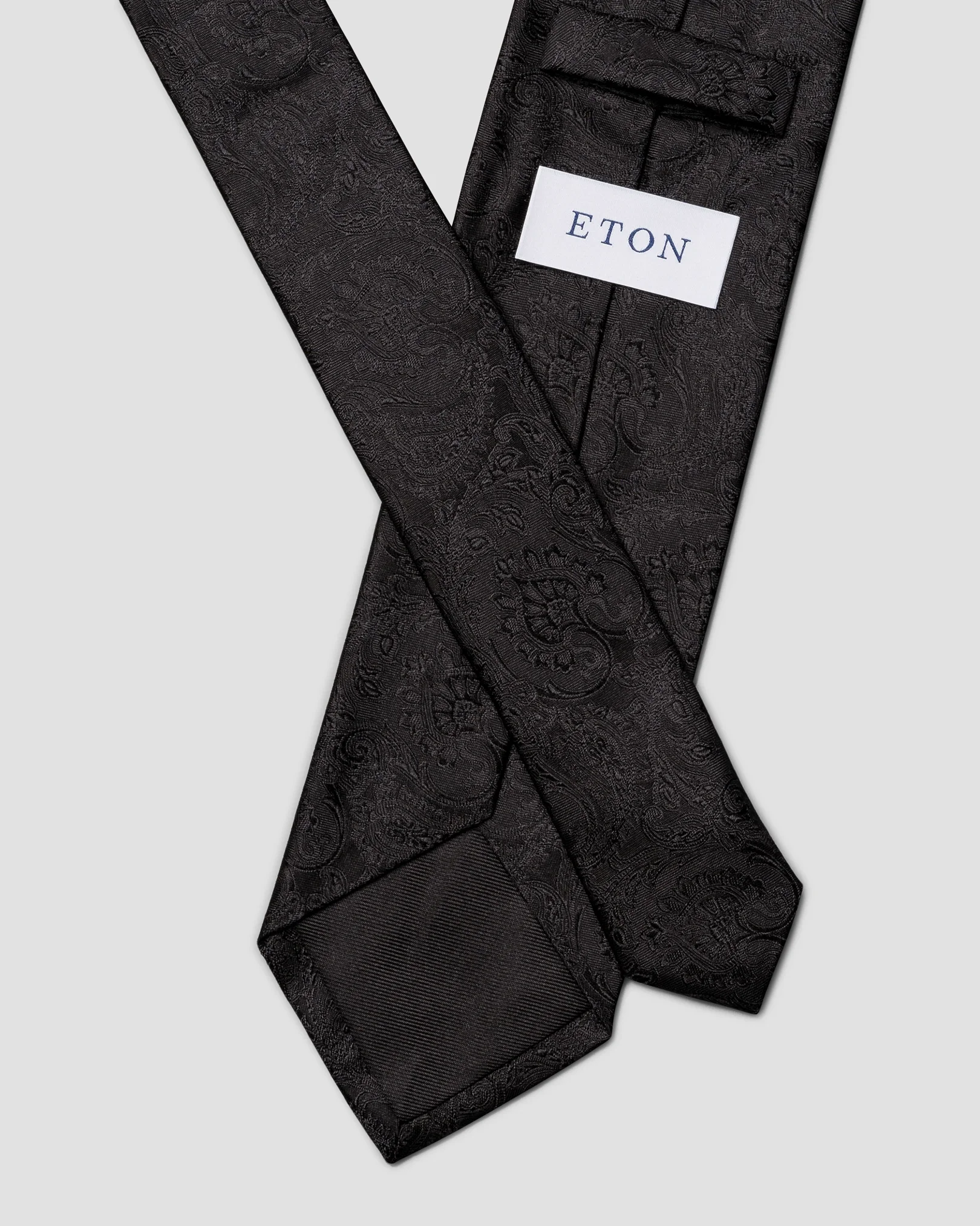 Eton - black paisley woven silk tie