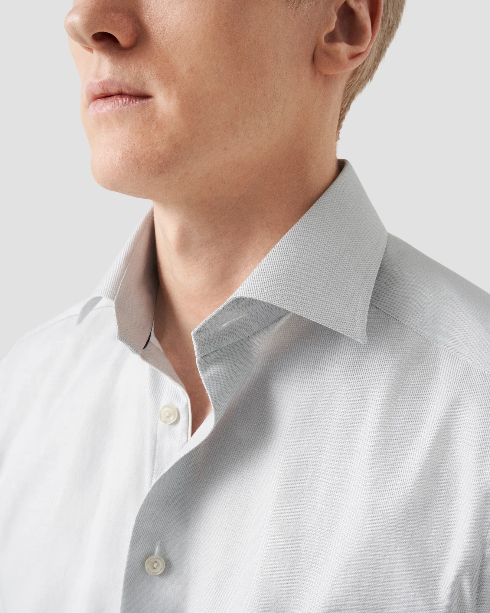 Eton - light grey melange semi solid fine twill shirt 260