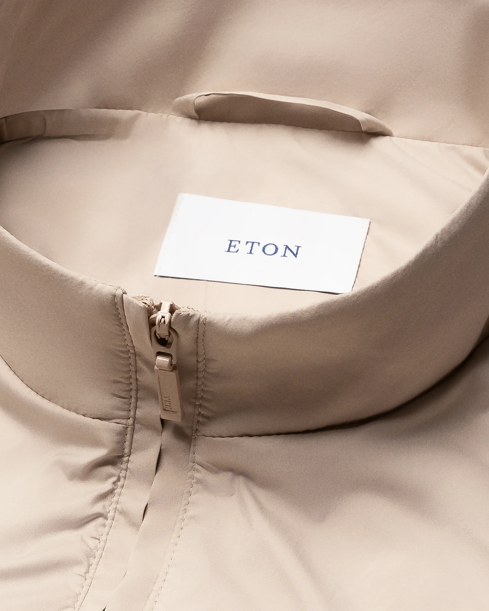 Eton - beige solid wind vest with elastic hem