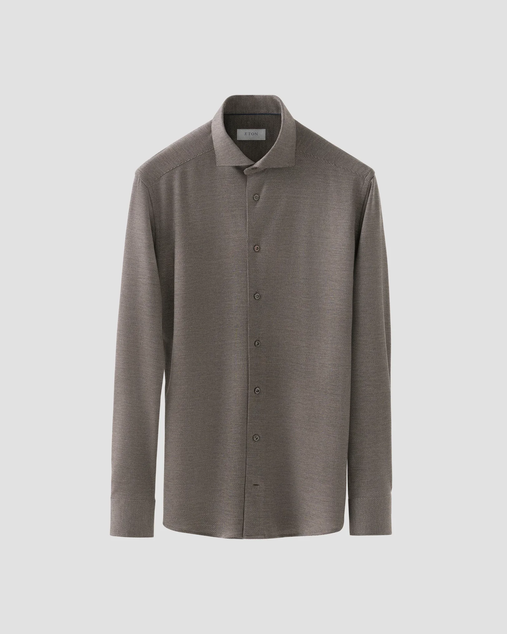 Eton - brown tencel and wool knitted shirt