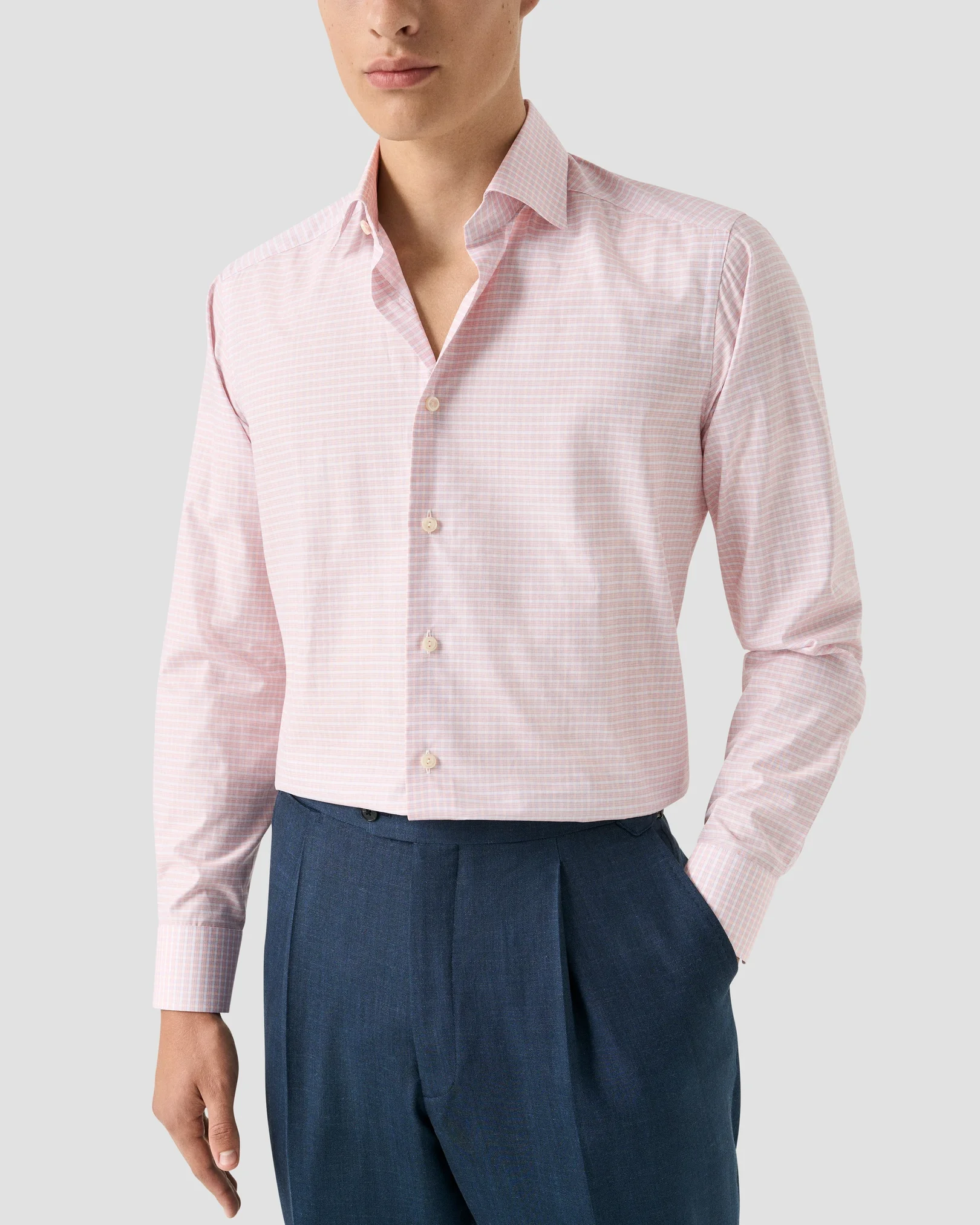 Eton - orange check fine twill shirt