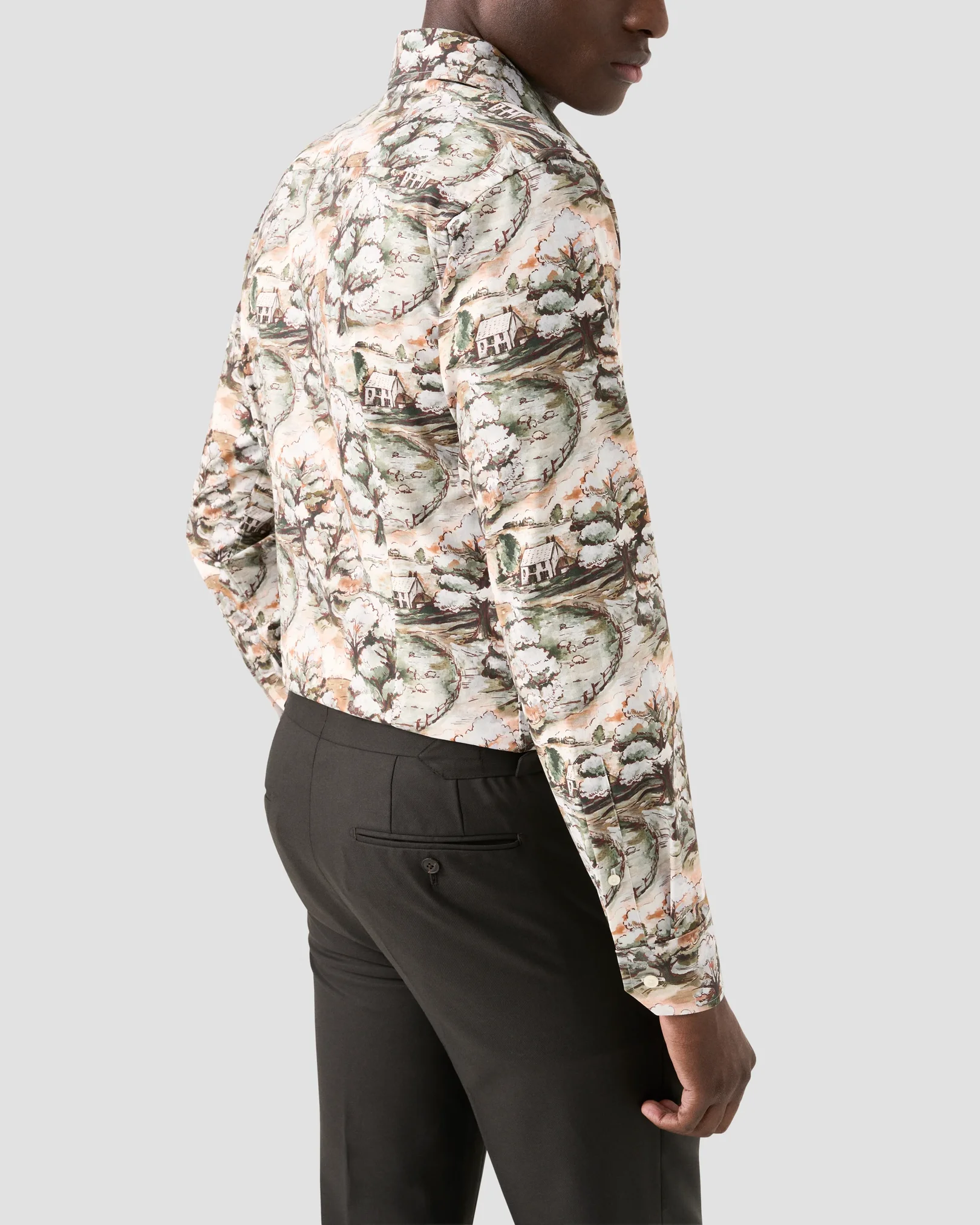 Eton - handpainted motif twill shirt cut away