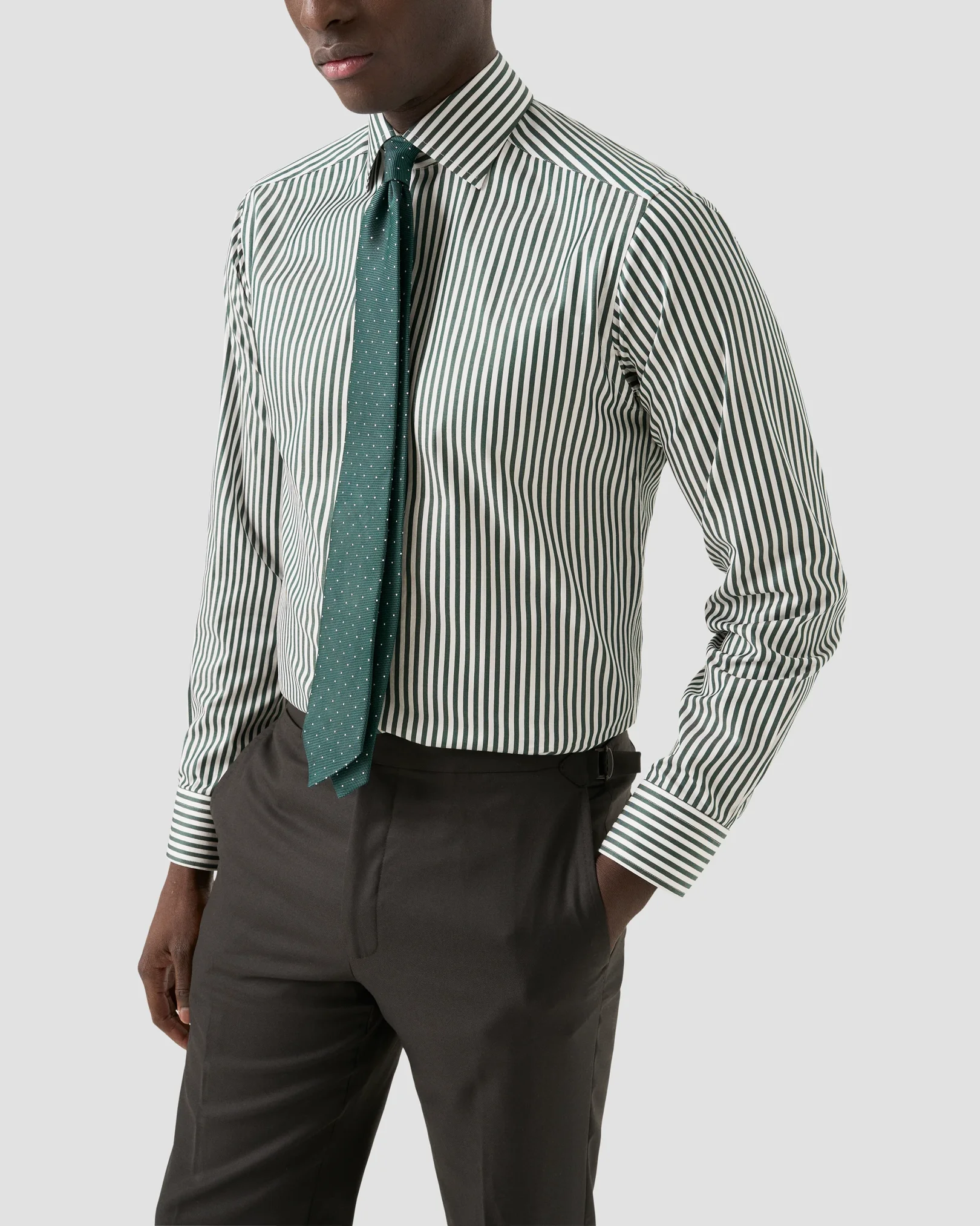 Eton - dark green bengal striped signature twill shirt