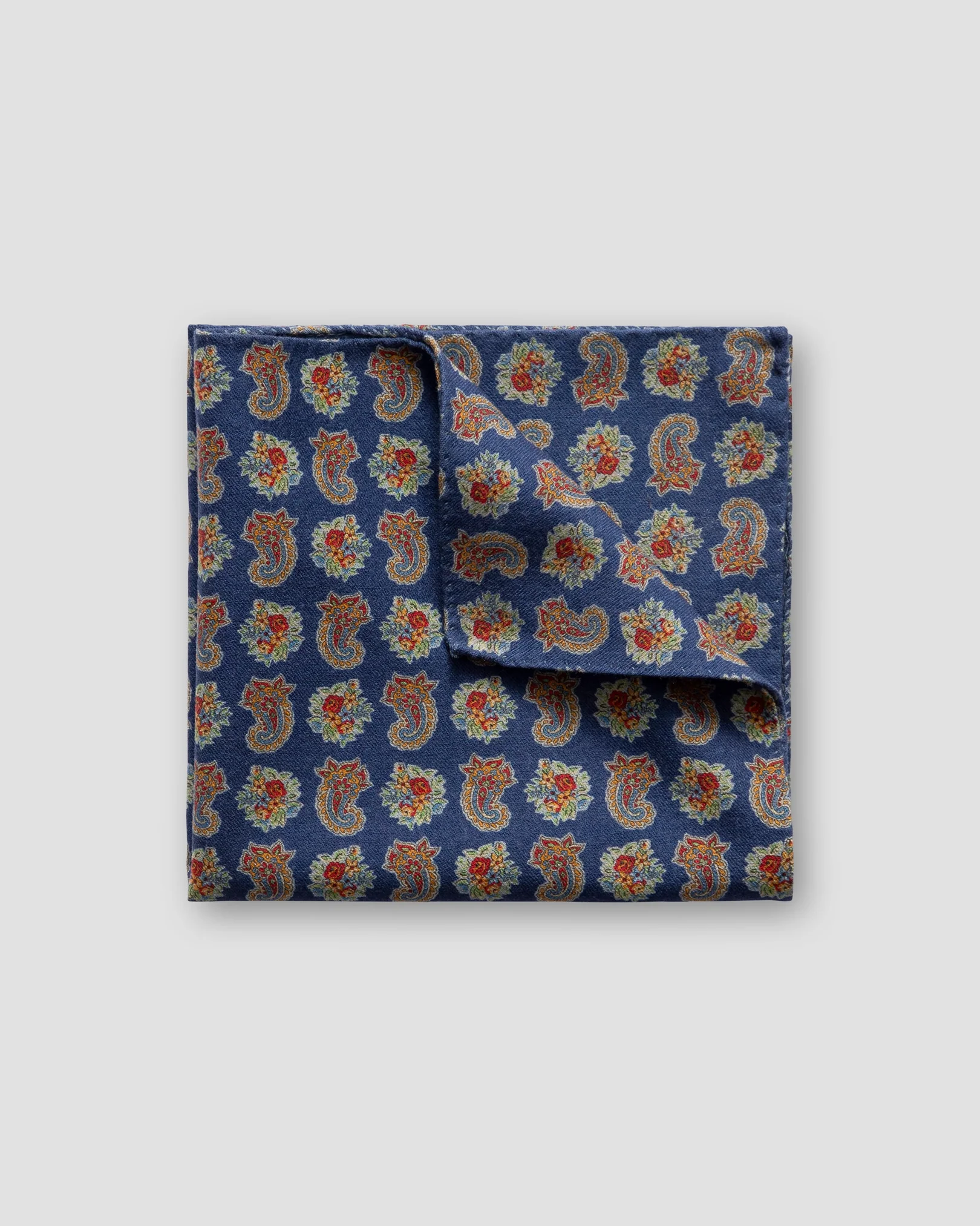 Eton - mid blue double sided wool pocket square