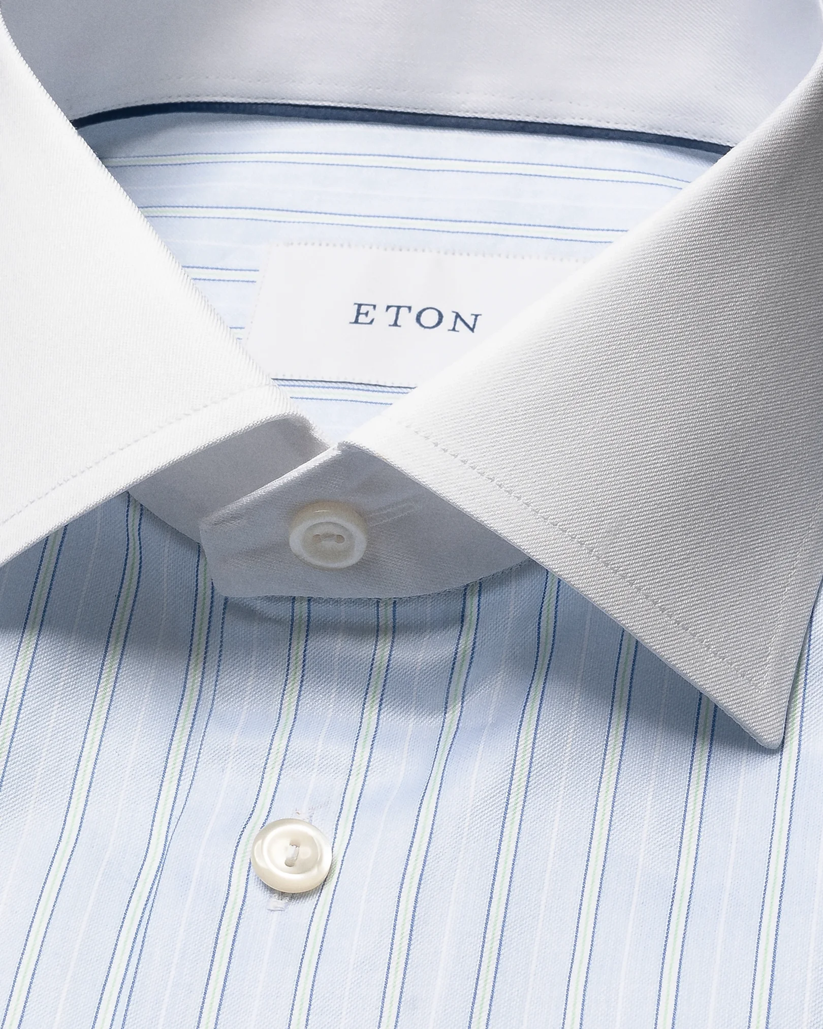 Eton - striped white collar signature twill shirt