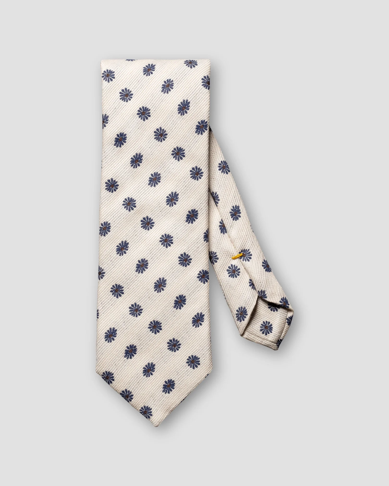 Eton - beige floral silk cotton tie