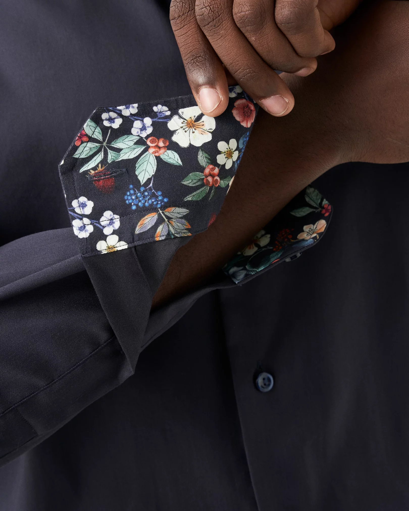 Eton - navy blue signature twill shirt with special details