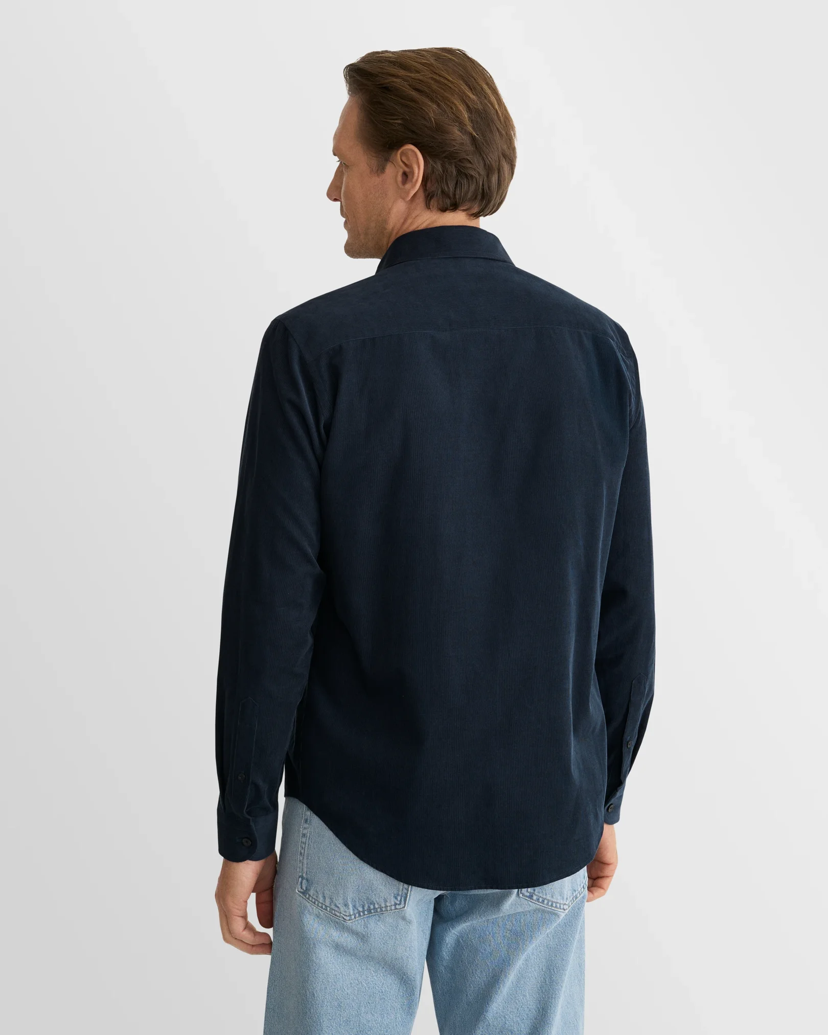 Eton - solid corduroy shirt navy blue solid corduroy shirt