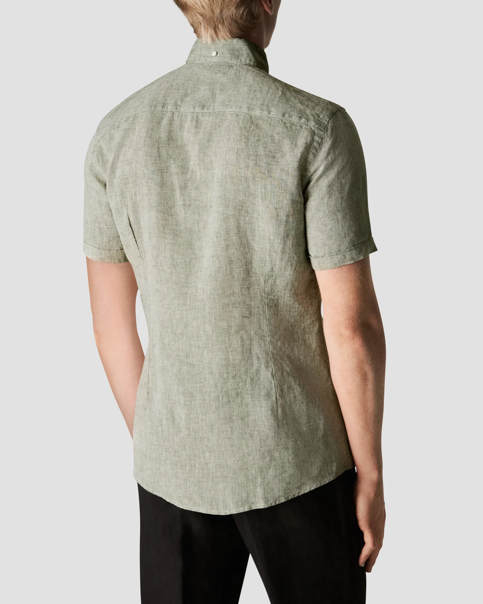 Eton - mid green linen short sleeve