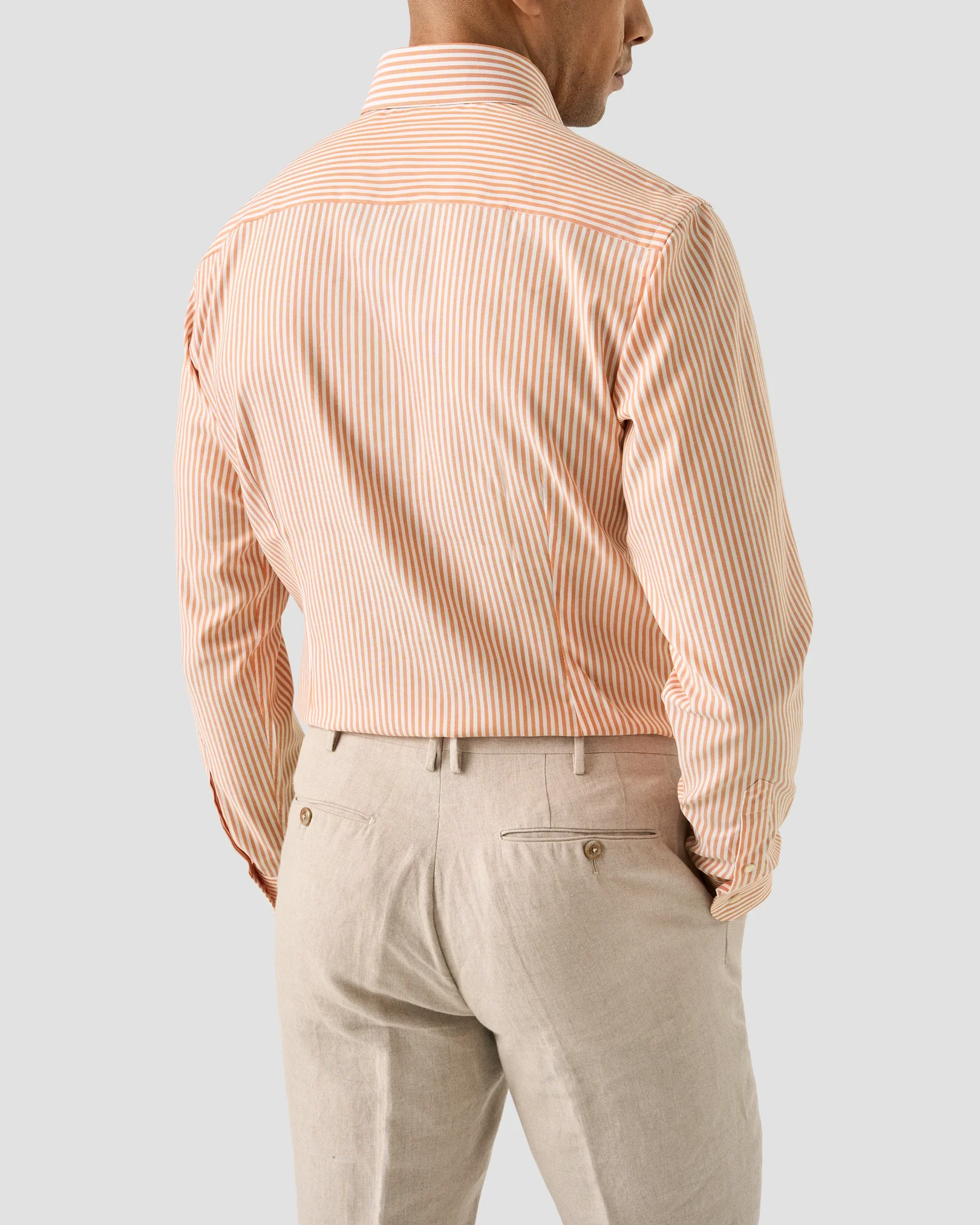 Eton - orange striped signature oxford shirt