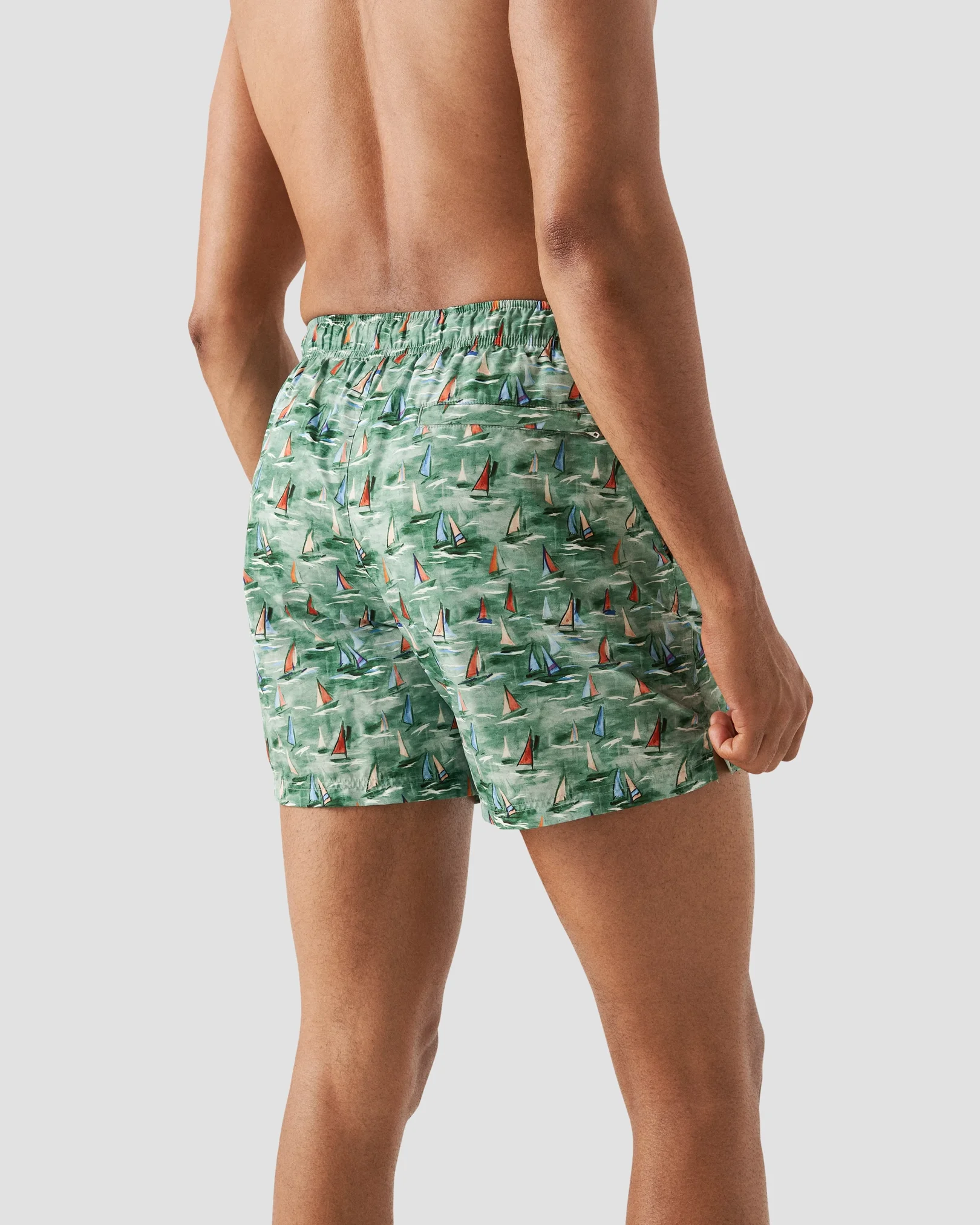 Eton - mid green sailboat swimshorts