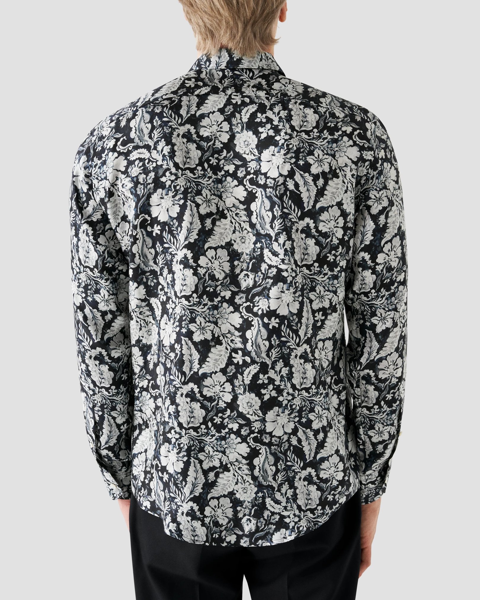 Eton - dark blue floral silk shirt
