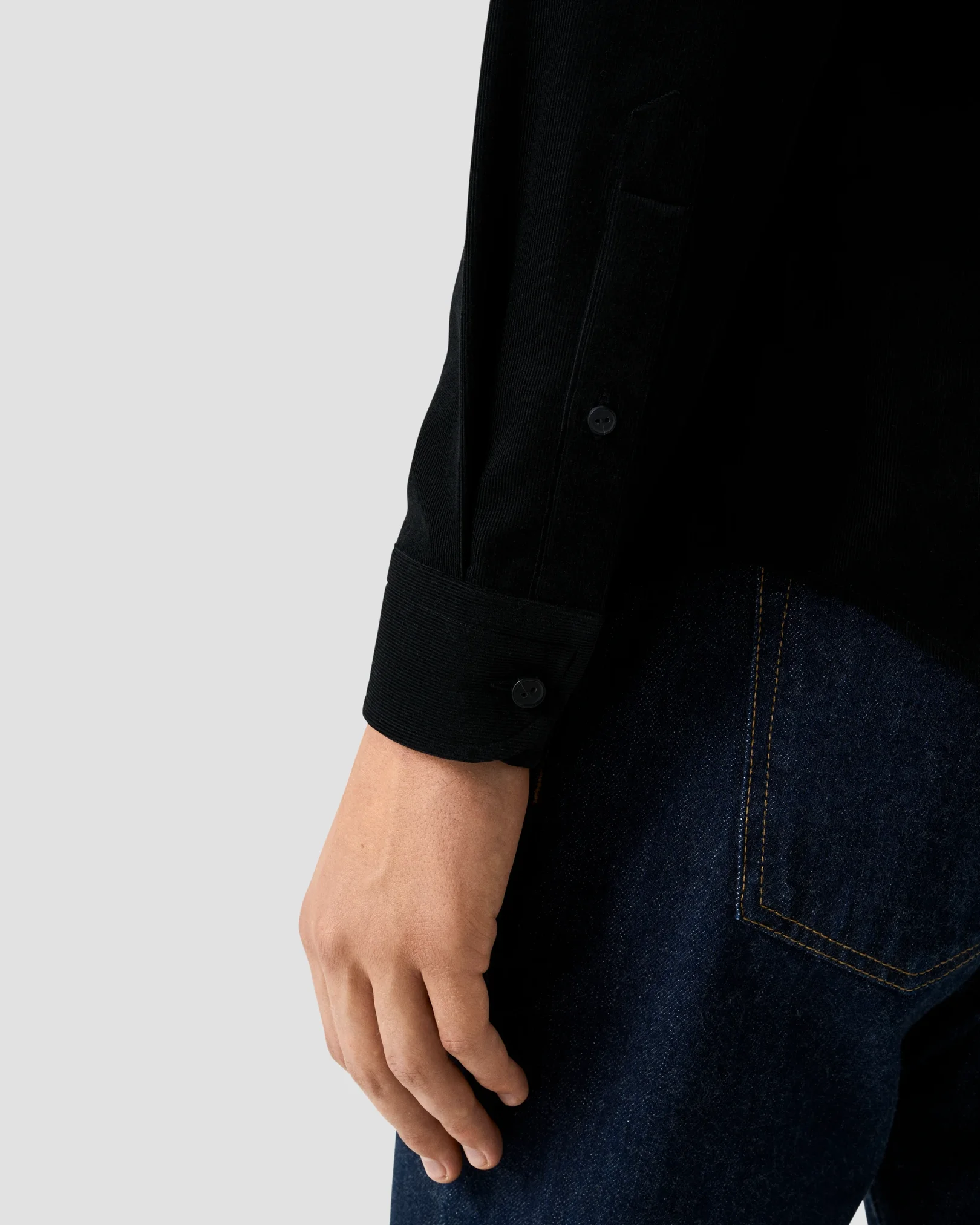 Eton - solid corduroy shirt black