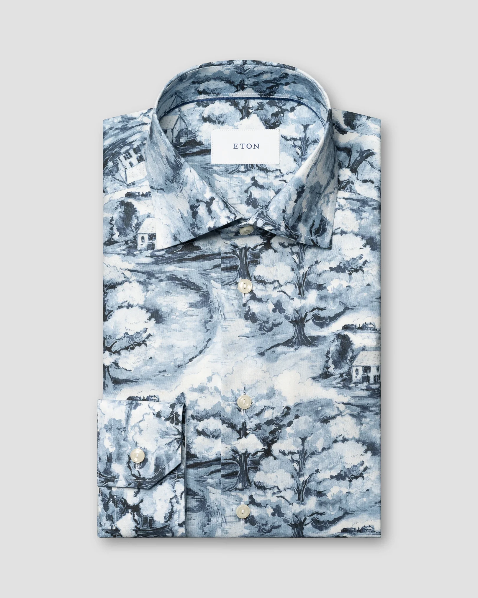 Eton - handpainted motif twill shirt